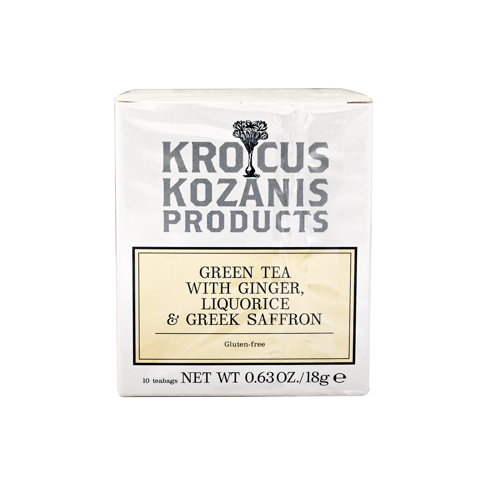 Krocus Kozanis Products τσάι πράσινο με τζίντζερ, γλυκόριζα & κρόκο Κοζάνης ΠΟΠ 10φακ εικόνα 1