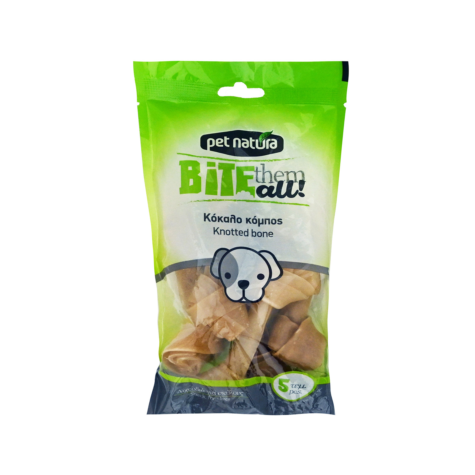 Pet Natura Bite them all τροφή σκύλου συμπληρωματική κόκαλο κόμπος 10εκ. 30-40γρ. ανά τεμ. 5τεμ εικόνα 1