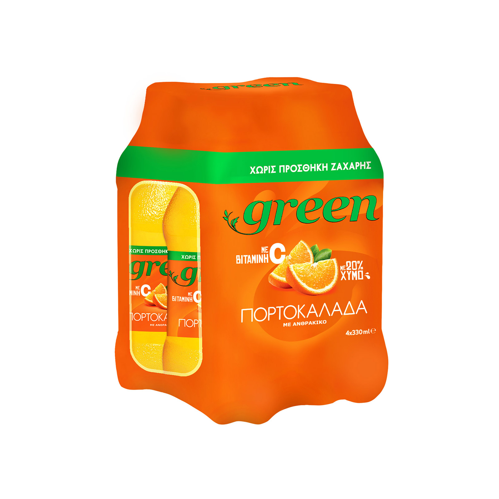 Green Στέβια αναψυκτικό πορτοκαλάδα με ανθρακικό 4x330ml εικόνα 1