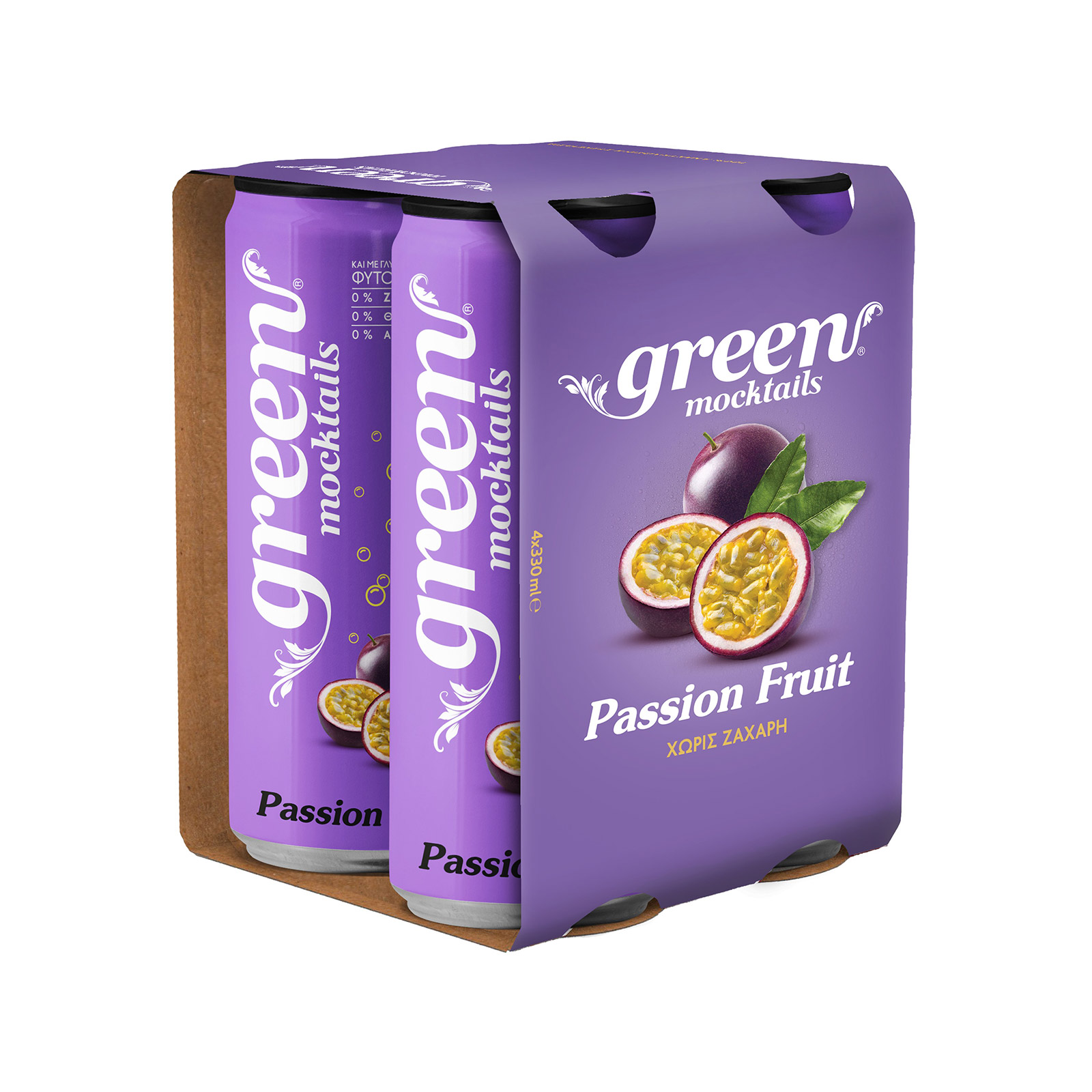 Green Mocktails αναψυκτικό passion fruit 4x330ml εικόνα 1