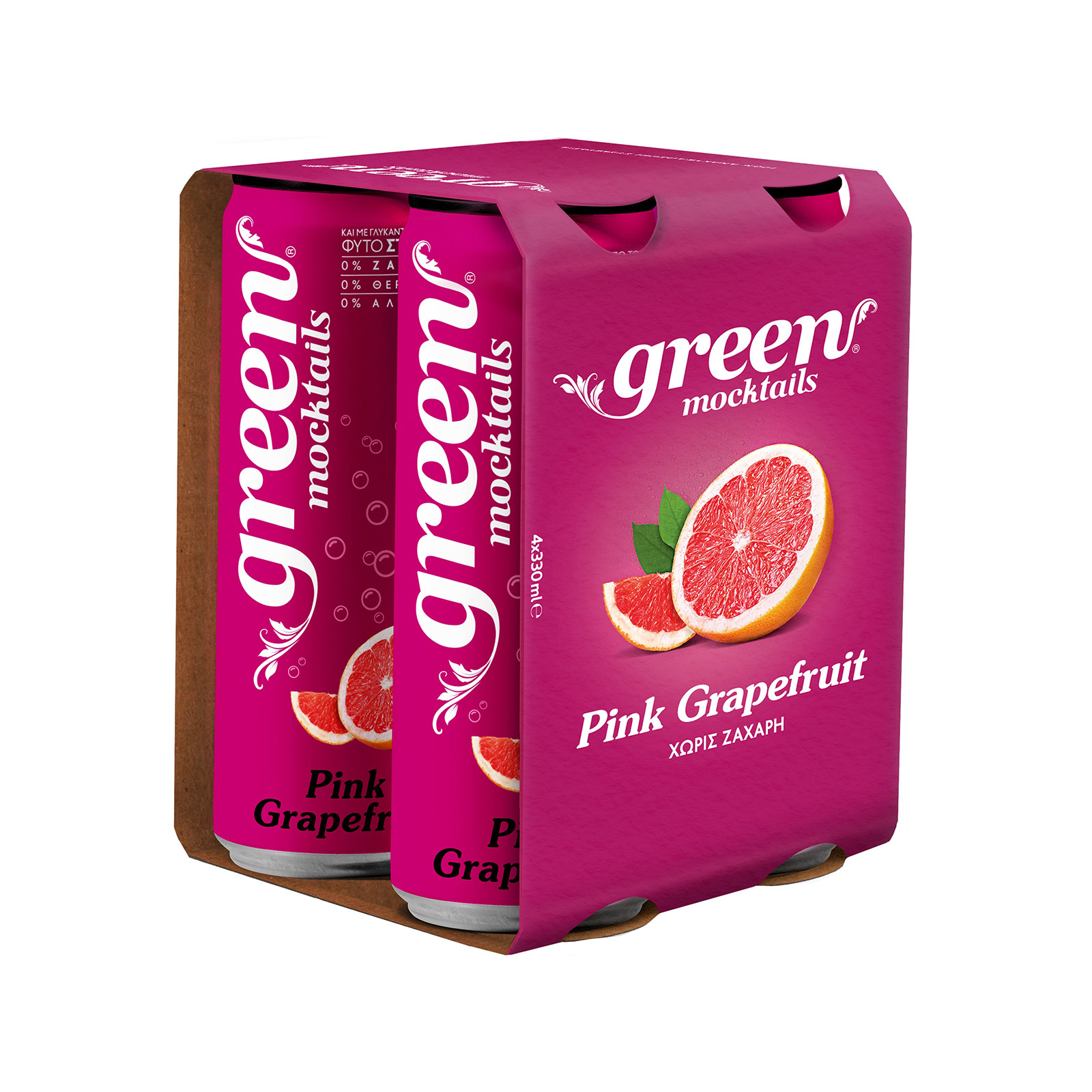 Green mocktails Mocktails pink grapefruit pink grapefruit χωρίς ζάχαρη 4x330ml εικόνα 1