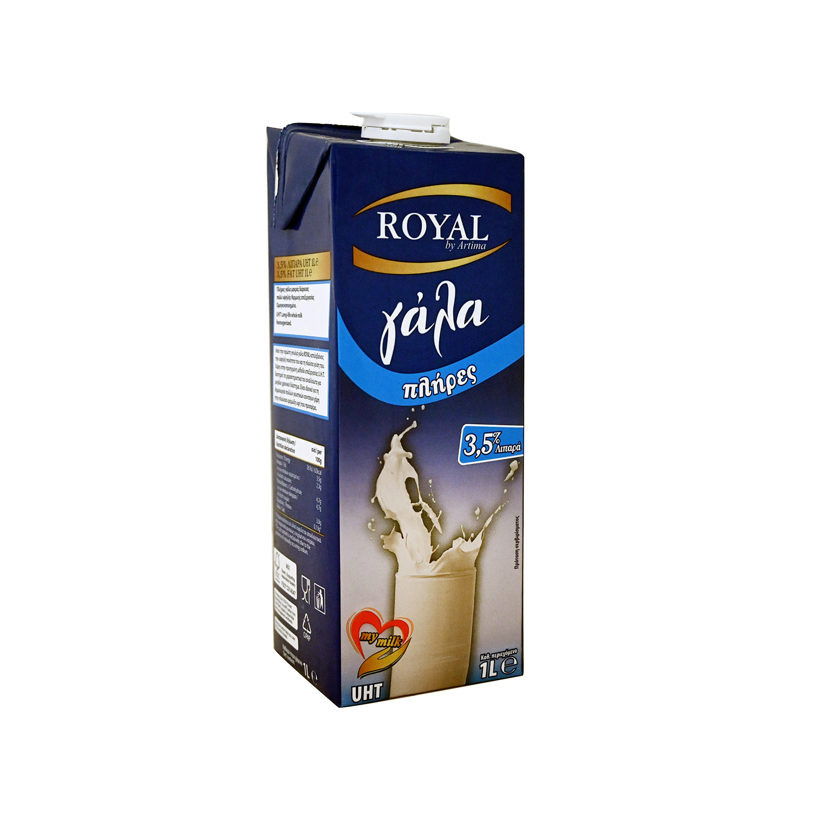 Royal γάλα πλήρες 3,5% λιπαρά 1lt εικόνα 1
