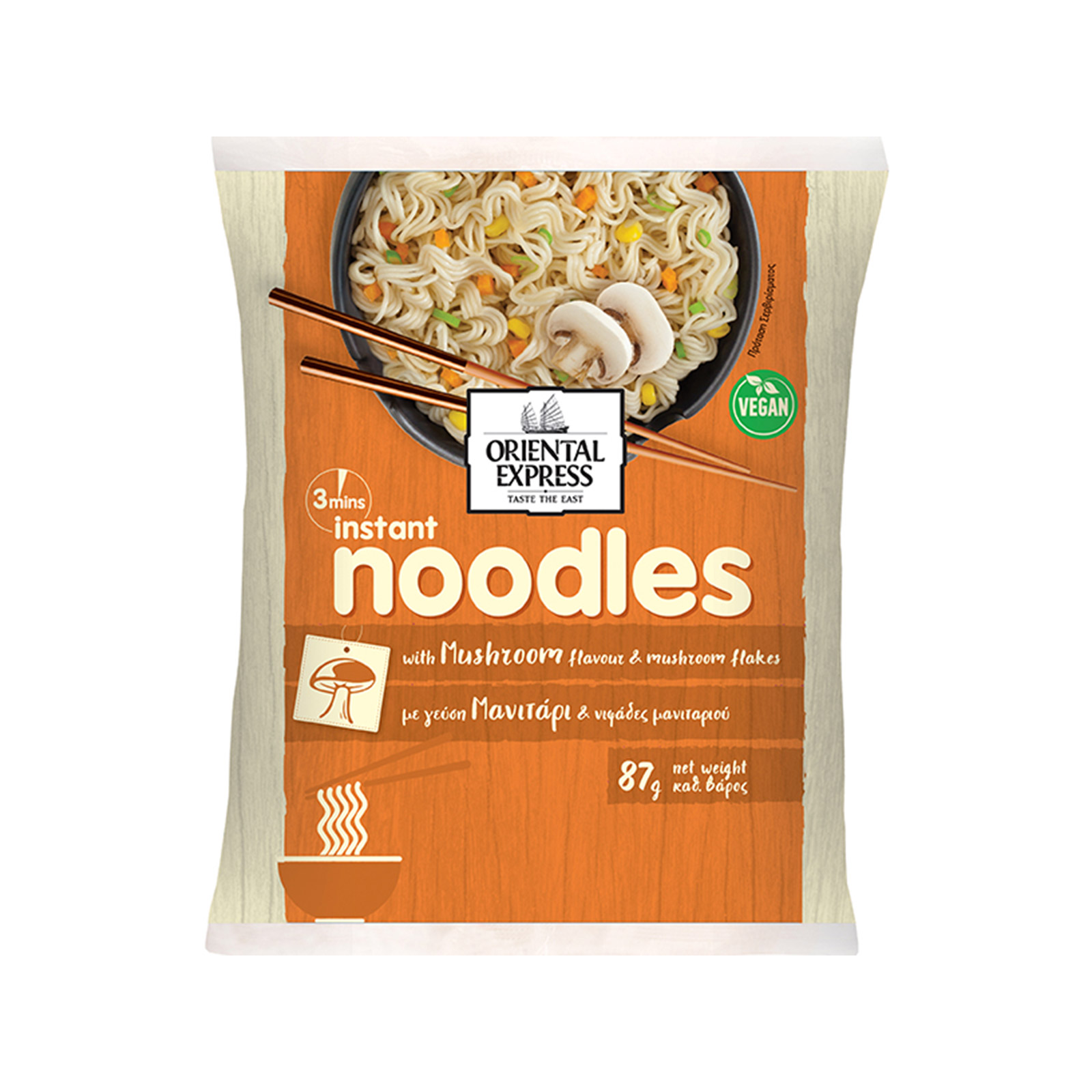 Oriental Express Σε 3 λεπτά νουντλς στιγμής με γεύση μανιτάρι 87g εικόνα 1