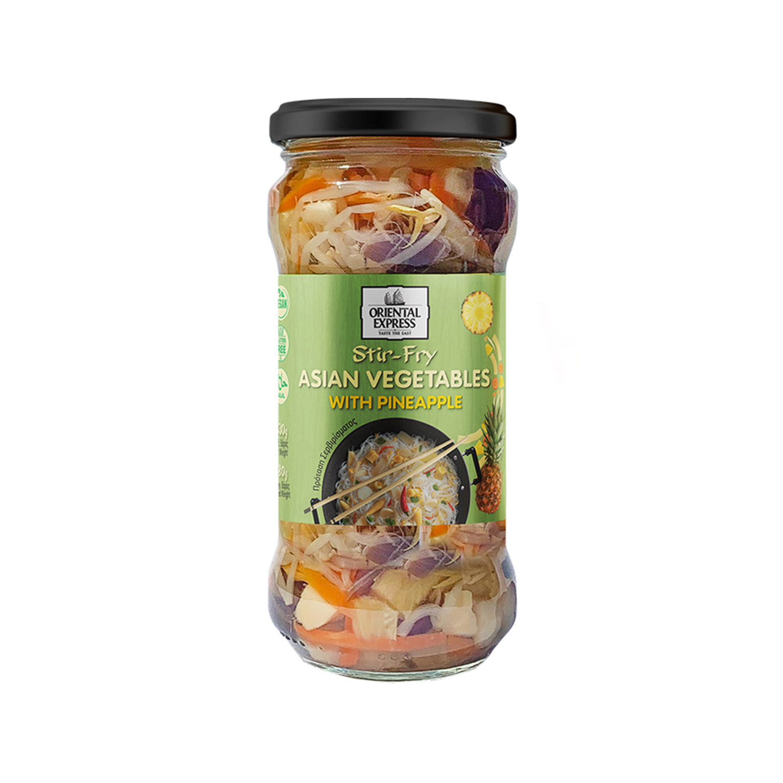 Oriental Express μείγμα ασιατικών λαχανικών σε άλμη με ανανά 330g (στραγγισμένο βάρος 180g) εικόνα 1
