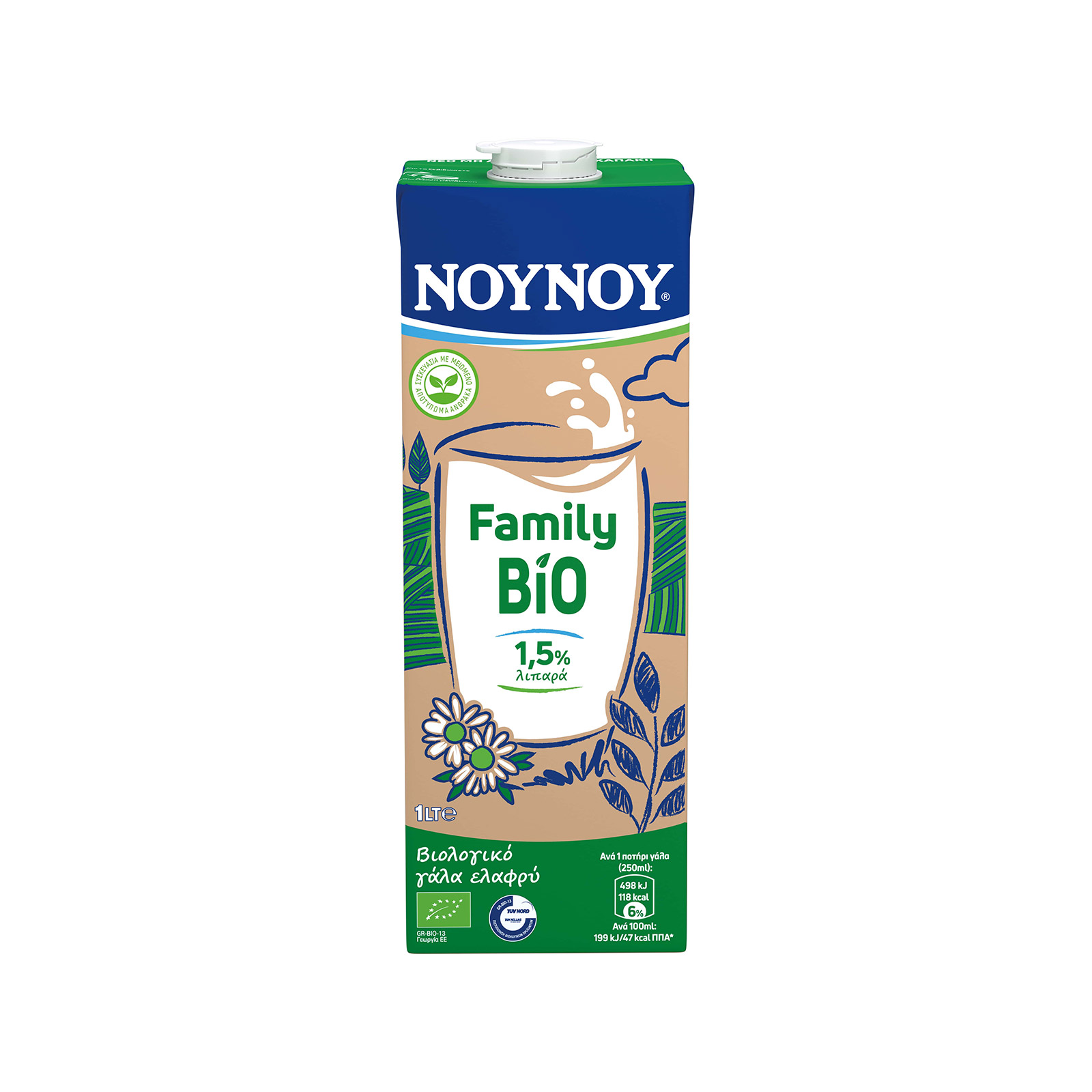 ΝΟΥΝΟΥ Family γάλα αγελάδος υψηλής παστερίωσης ελαφρύ 1,5% 1lt εικόνα 1