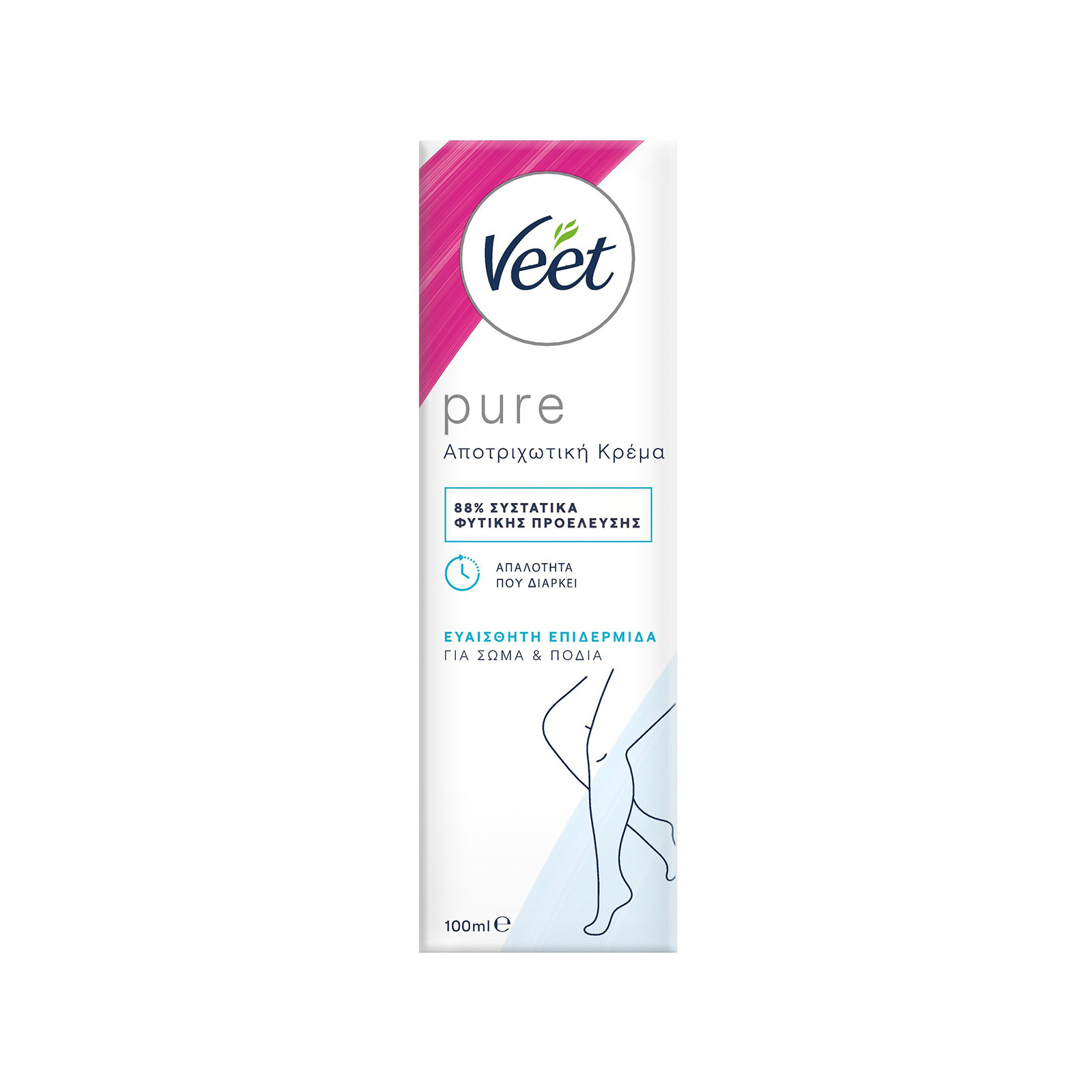 Veet Pure αποτριχωτική κρέμα για σώμα & πόδια sensitive 100ml εικόνα 1