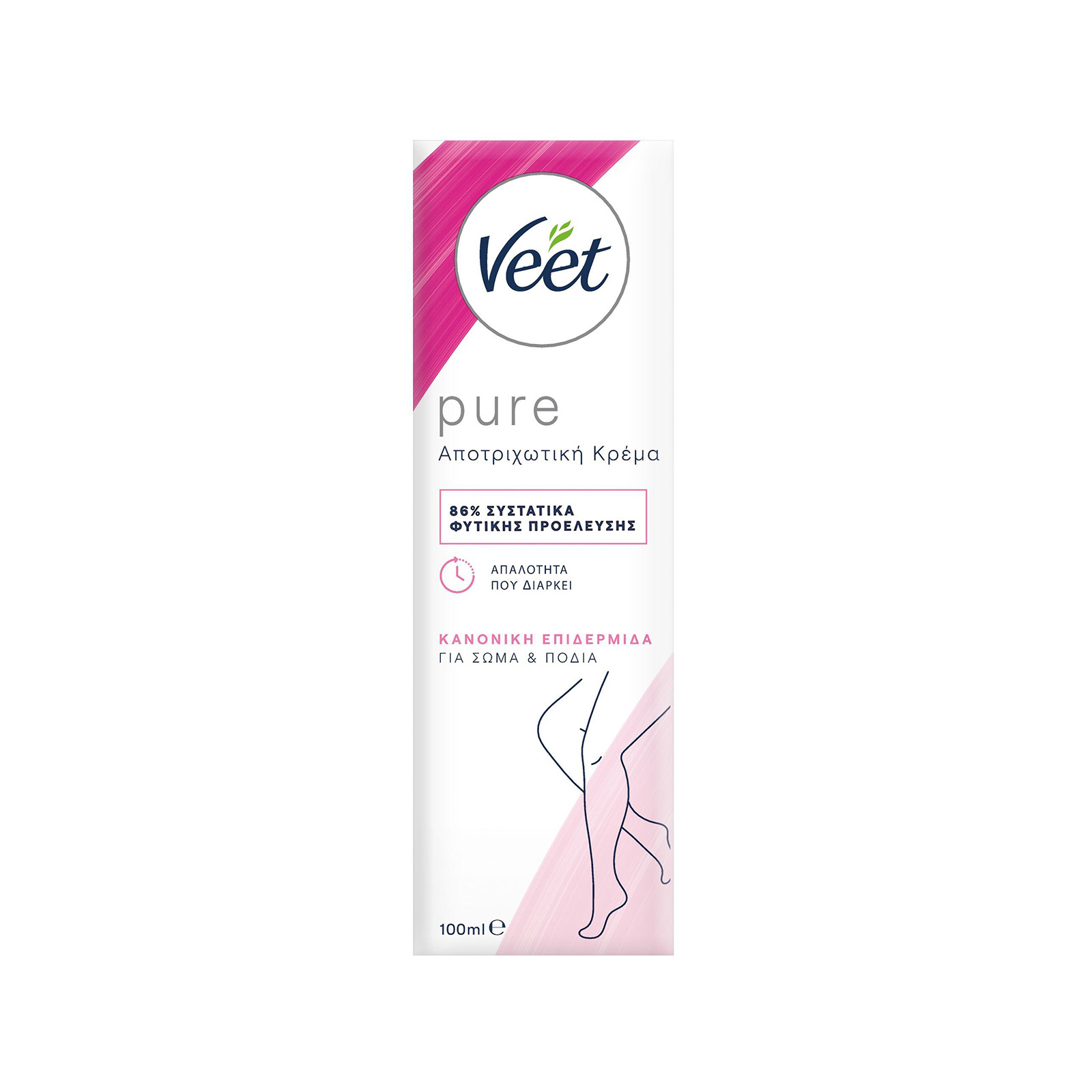 Veet Pure αποτριχωτική κρέμα για σώμα & πόδια κανονική 100ml εικόνα 1