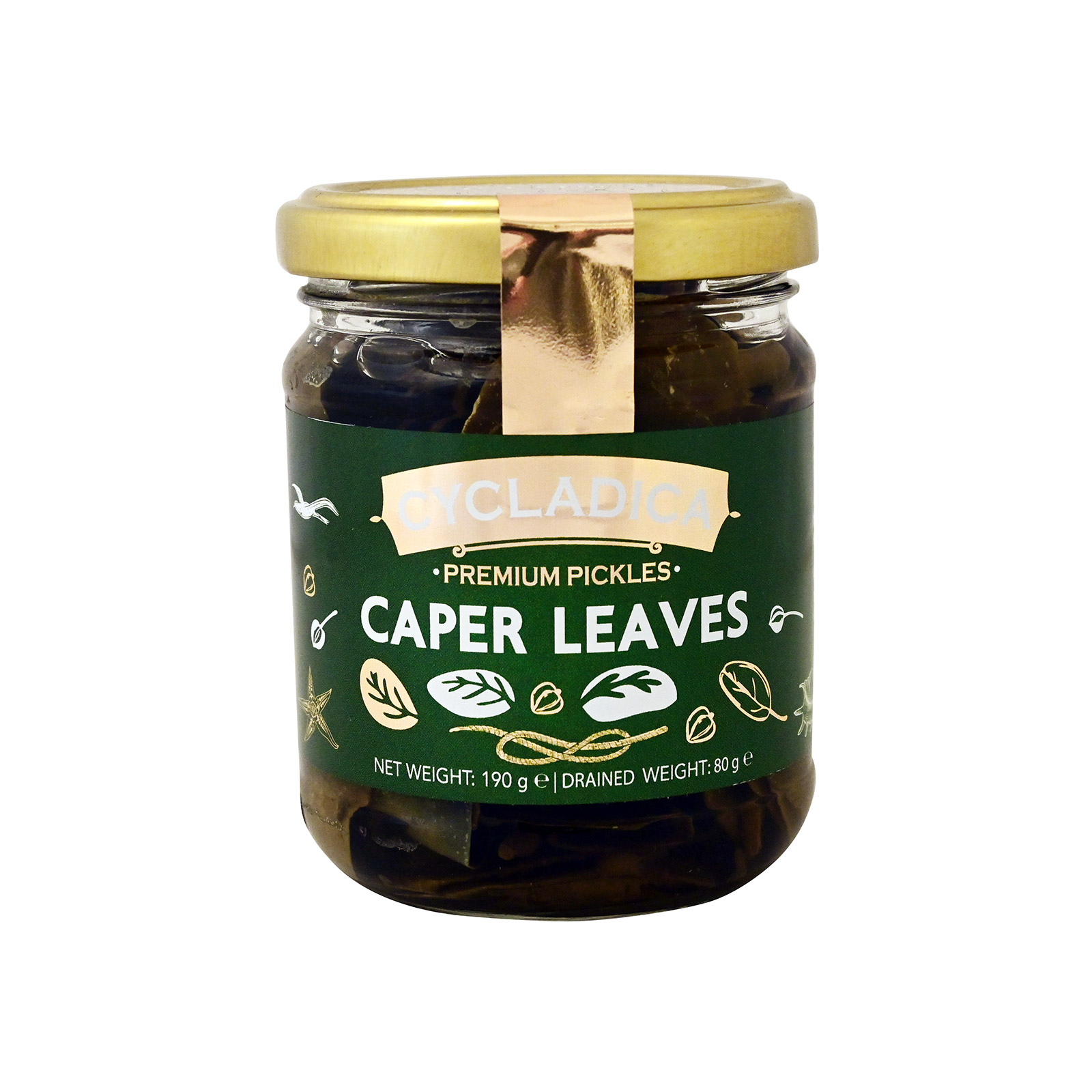 Cycladica κάπαρη φύλλα σε άλμη 190g (στραγγισμένο βάρος 80g) εικόνα 1