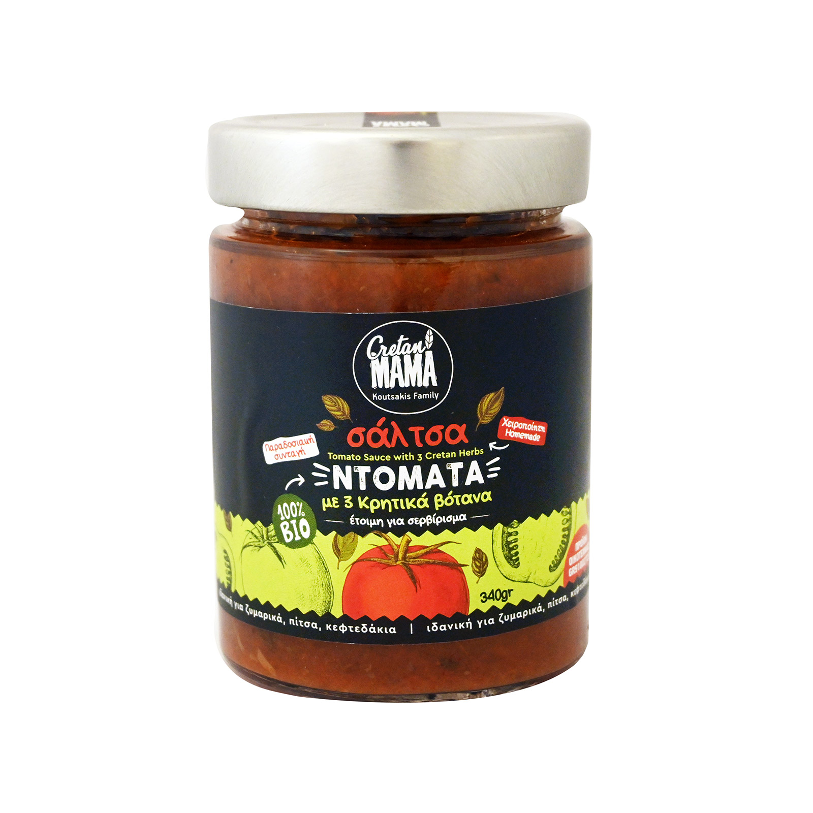 Cretan Mama σάλτσα ντομάτας με 3 κρητικά βότανα 340g εικόνα 1