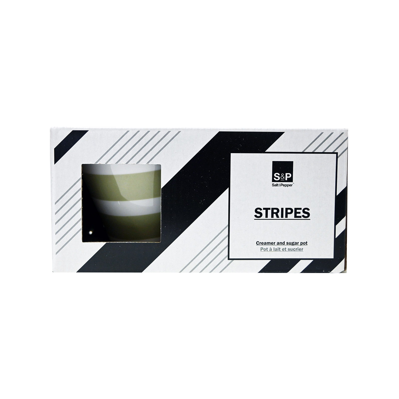 Salt & Pepper 802156 σετ γαλατιέρα & ζαχαριέρα sage green stripes εικόνα 1