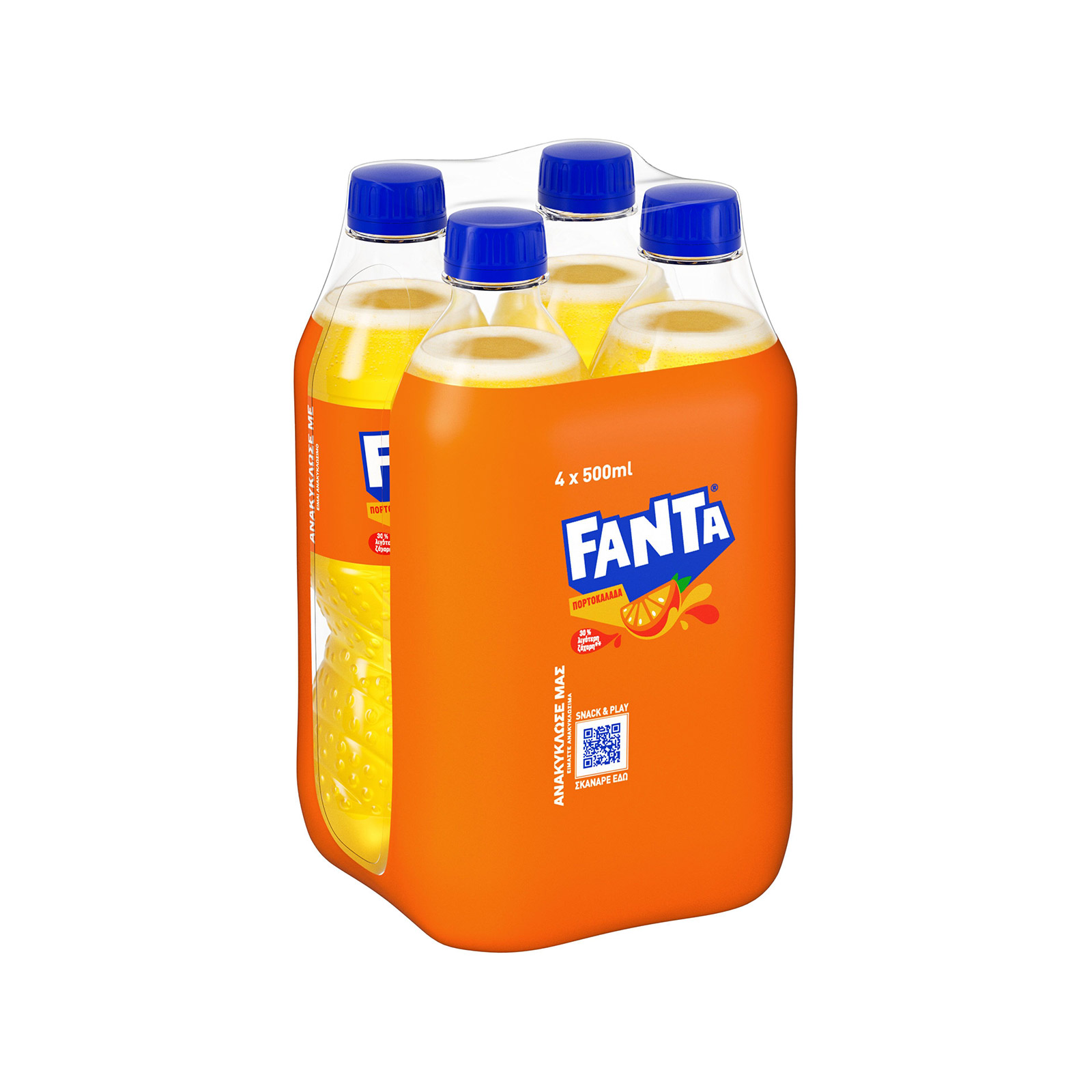 Fanta αναψυκτικό πορτοκαλάδα με χυμό πορτοκαλιού 4x500ml εικόνα 1