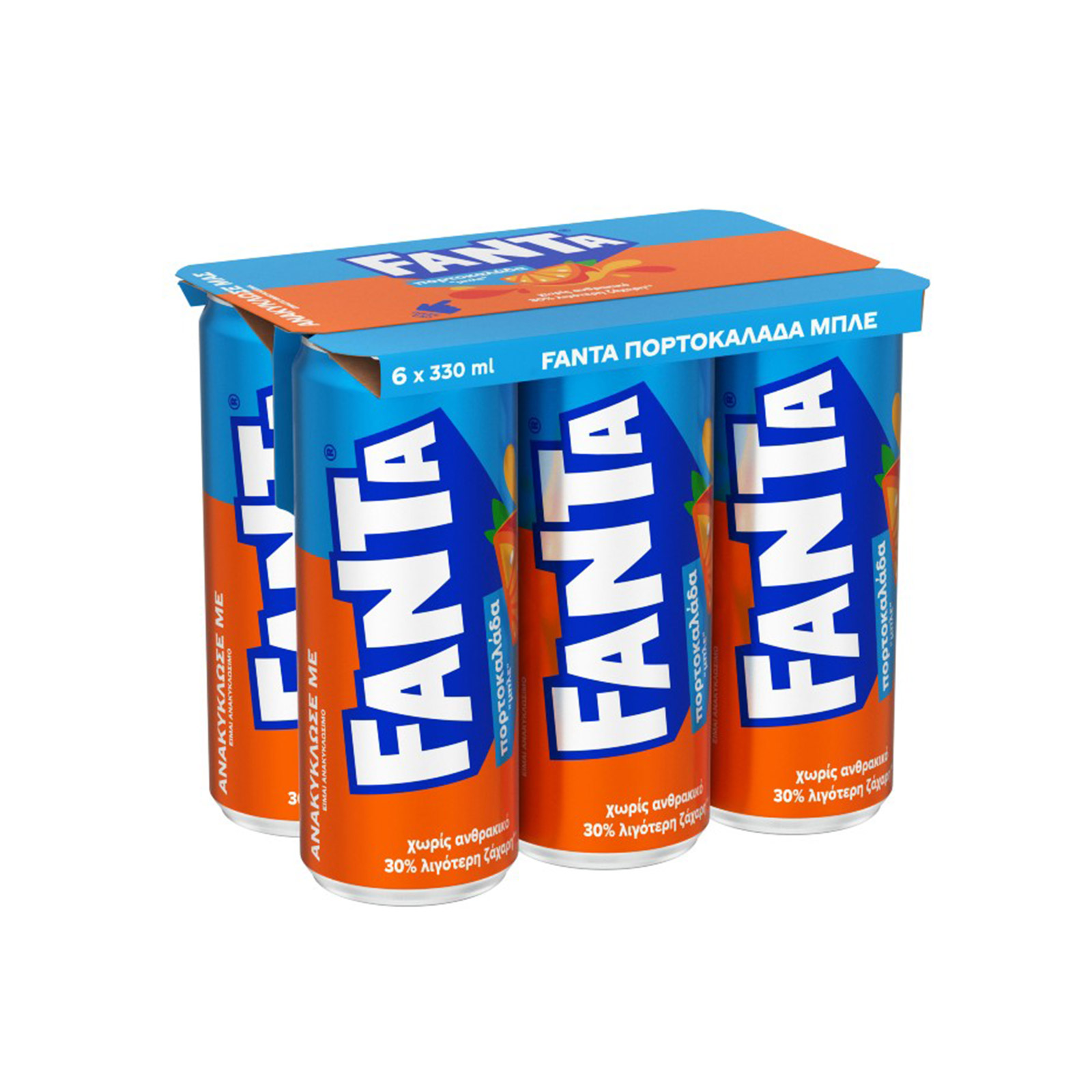 Fanta αναψυκτικό πορτοκαλάδα μπλέ, χωρίς ανθρακικό 6x330ml εικόνα 1