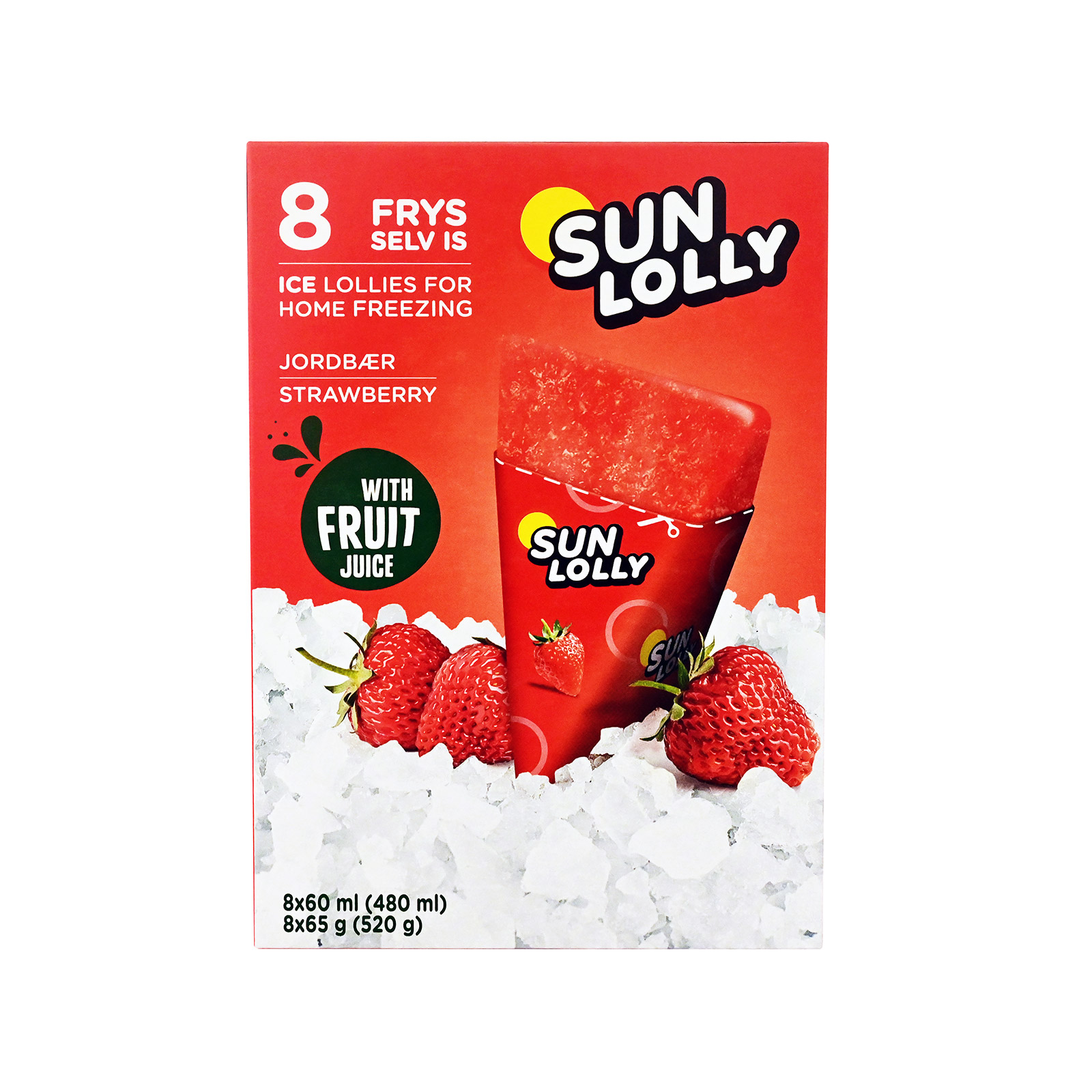 Sun Lolly multi-pack ice pops strawberry 8x60ml image 1