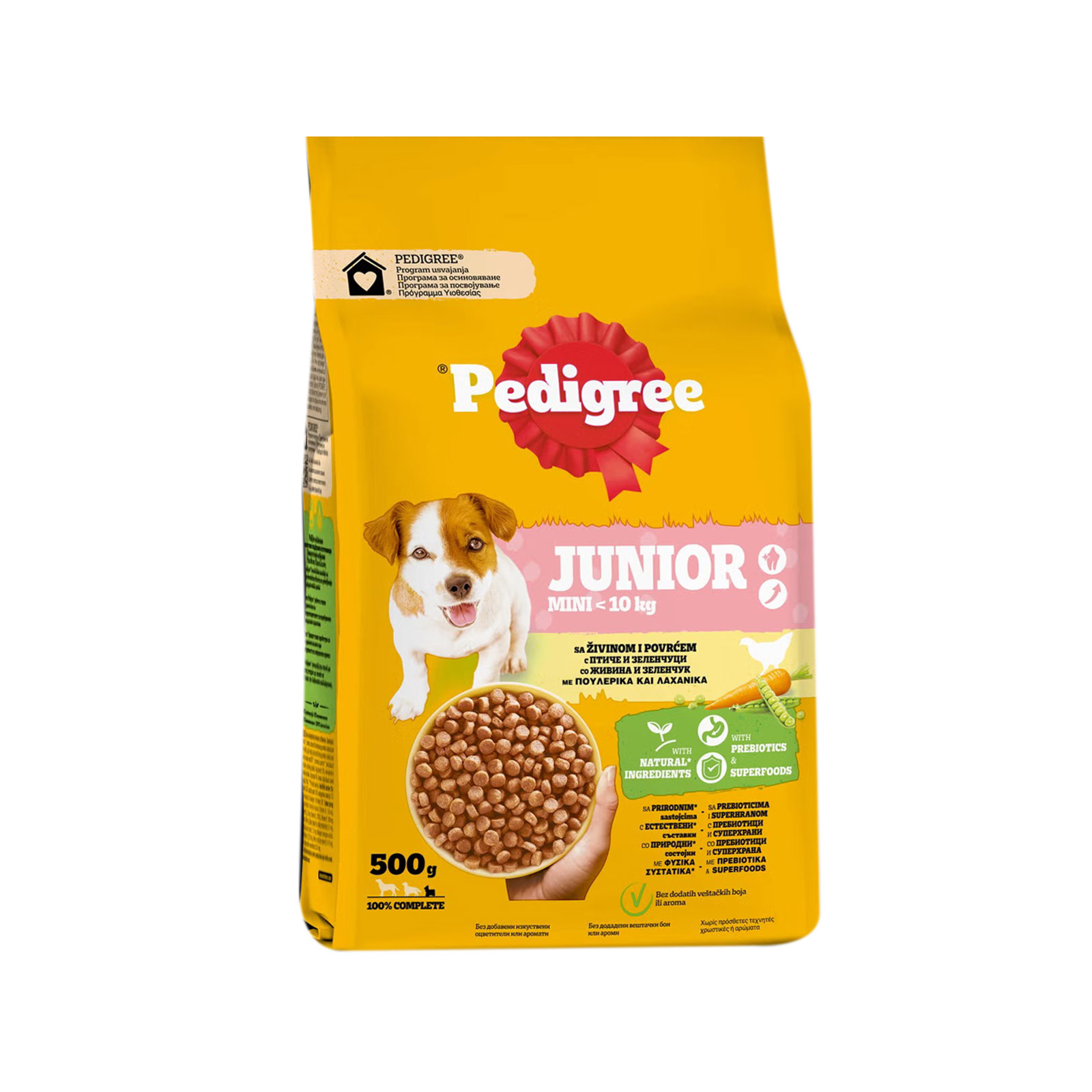 Pedigree Junior ξηρά τροφή σκύλου με πουλερικά & λαχανικά 500g εικόνα 1