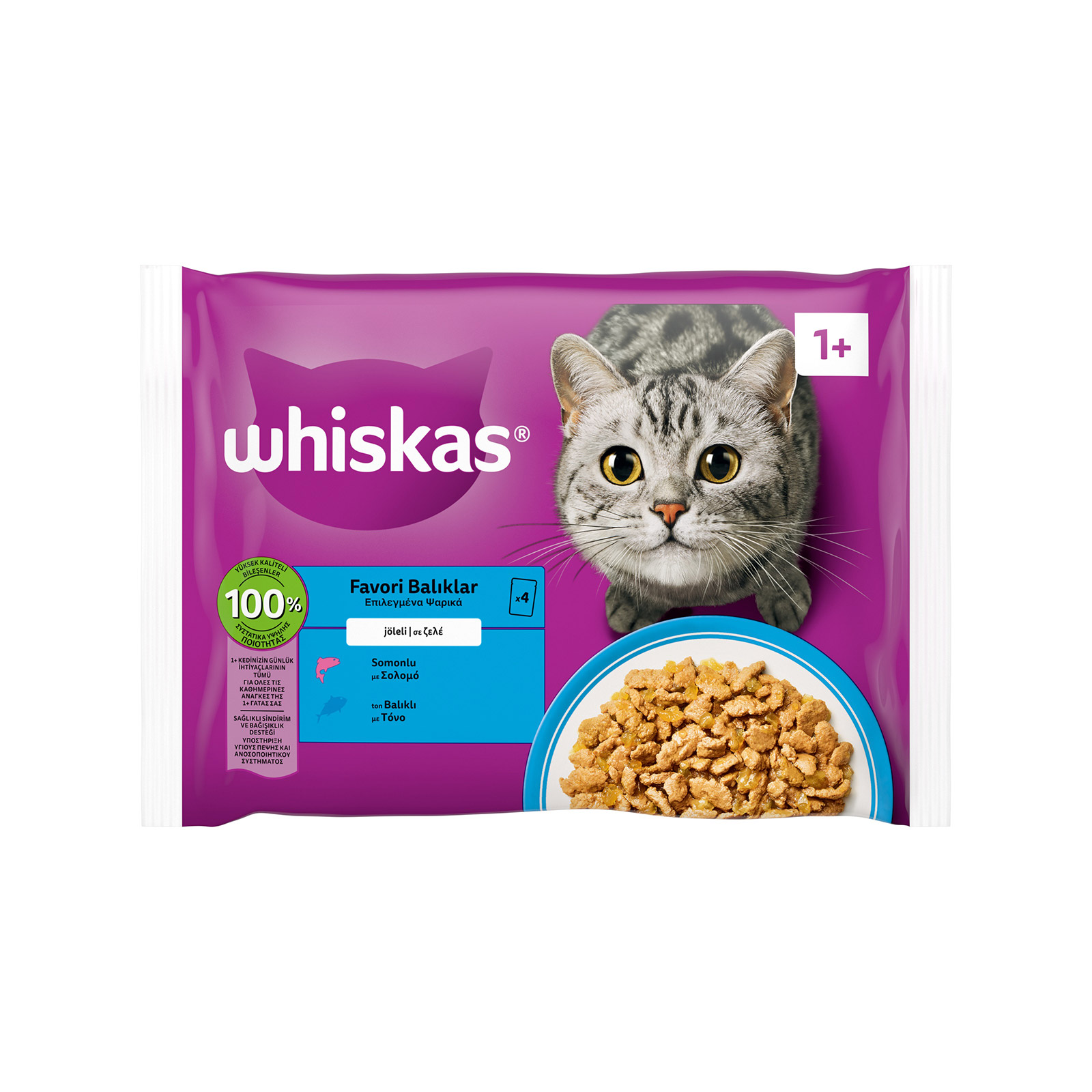 Whiskas τροφή γάτας επιλεγμένα ψαρικά σε ζελέ 4x85g εικόνα 1