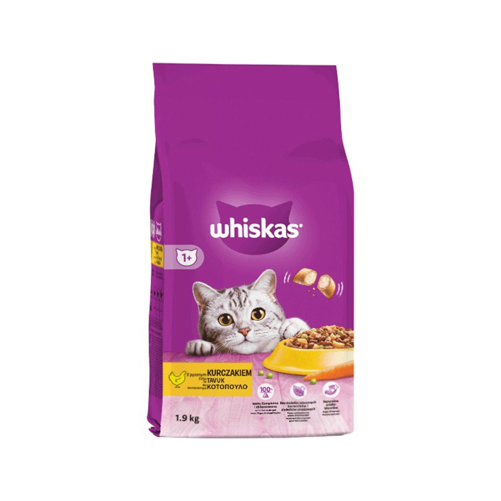 Whiskas Adult ξηρά τροφή γάτας με κοτόπουλο 1.9kg εικόνα 1