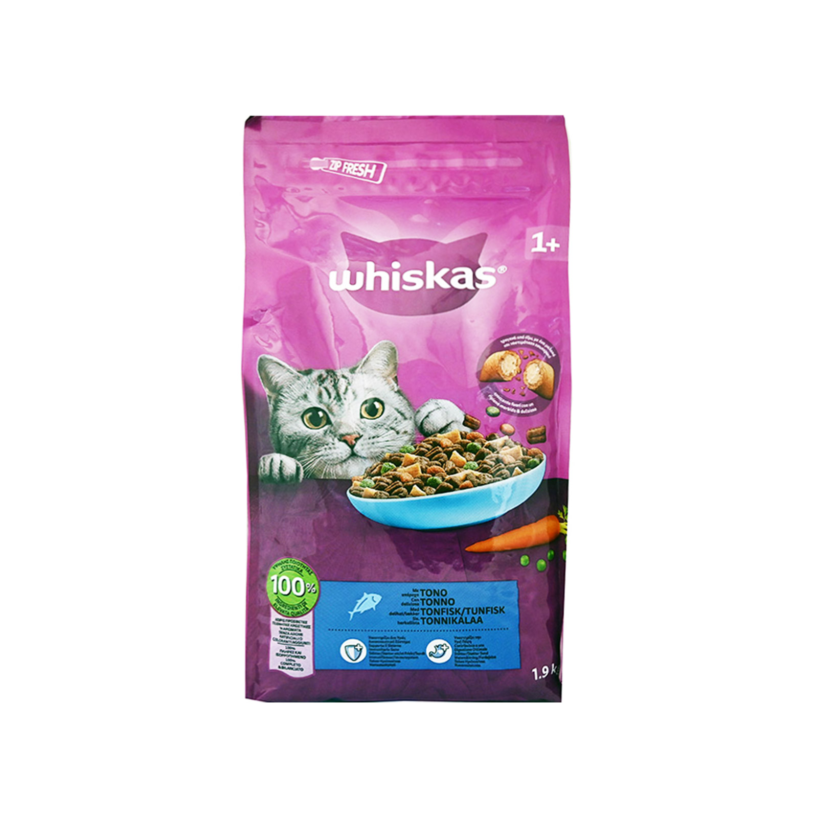 Whiskas ξηρή τροφή γάτας με τόνο 1+ 1.9kg εικόνα 1