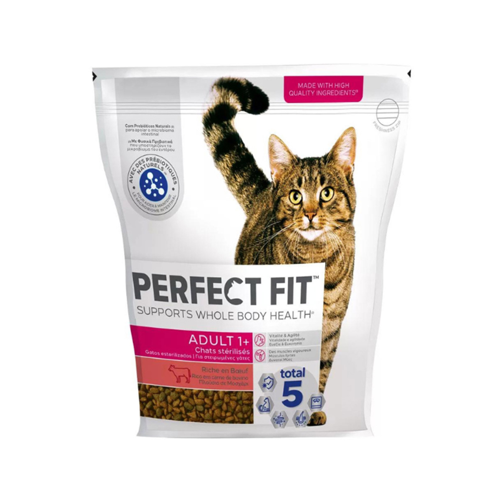 Perfect Fit Adult 1+ ξηρά τροφή γάτας μοσχάρι 1.4kg εικόνα 1