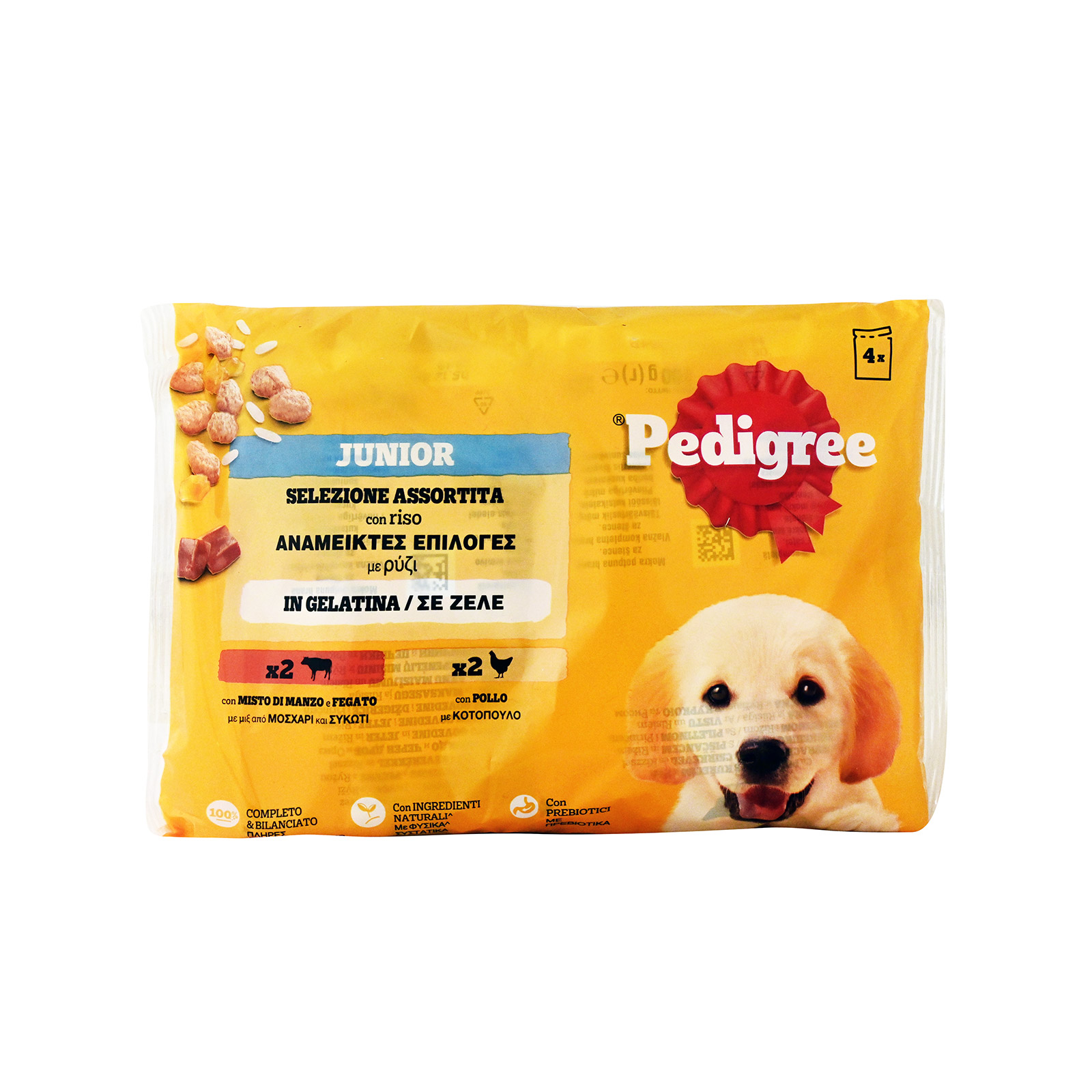 Pedigree Junior τροφή σκύλου ανάμεικτες επιλογές με ρύζι, σε ζελέ 4x100g εικόνα 1