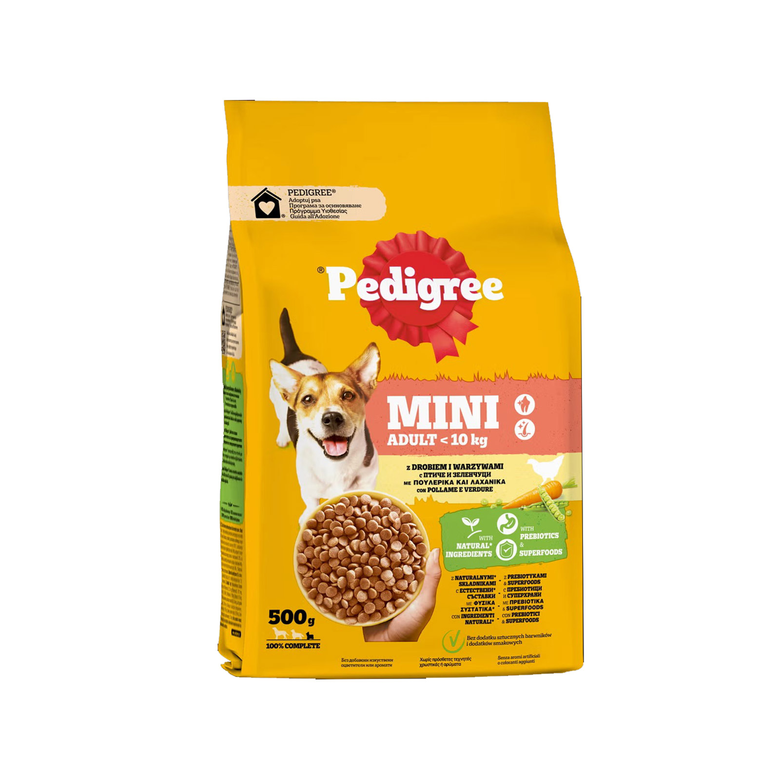 Pedigree Adult mini ξηρά τροφή σκύλου πουλερικά και λαχανικά 500g εικόνα 1