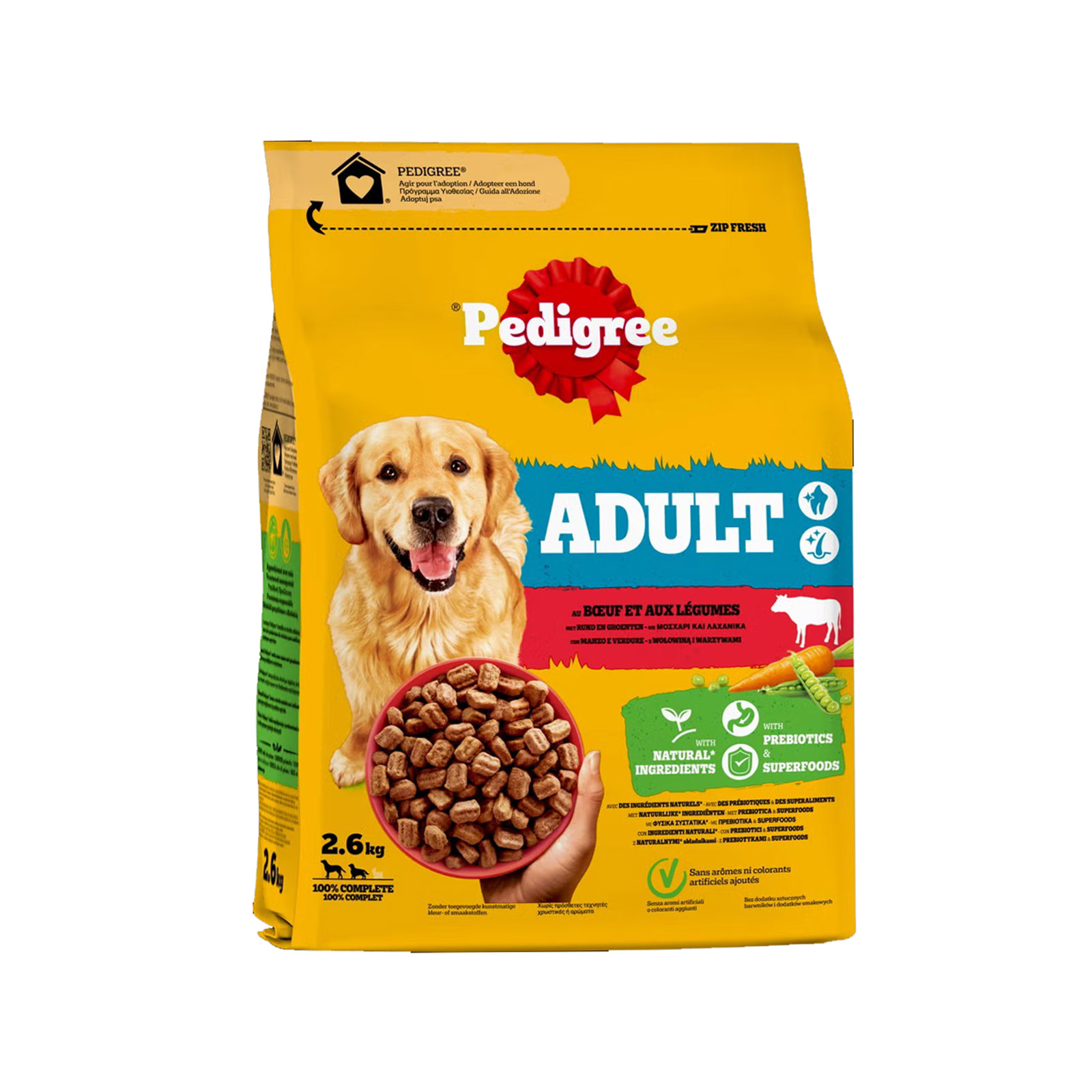 Pedigree Adult ξηρά τροφή σκύλου μοσχάρι & λαχανικά 2.6kg εικόνα 1