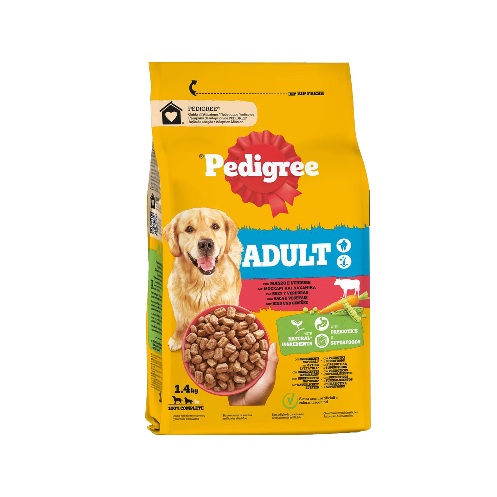 Pedigree Adult ξηρά τροφή σκύλου μοσχάρι - λαχανικά 1.4kg εικόνα 1