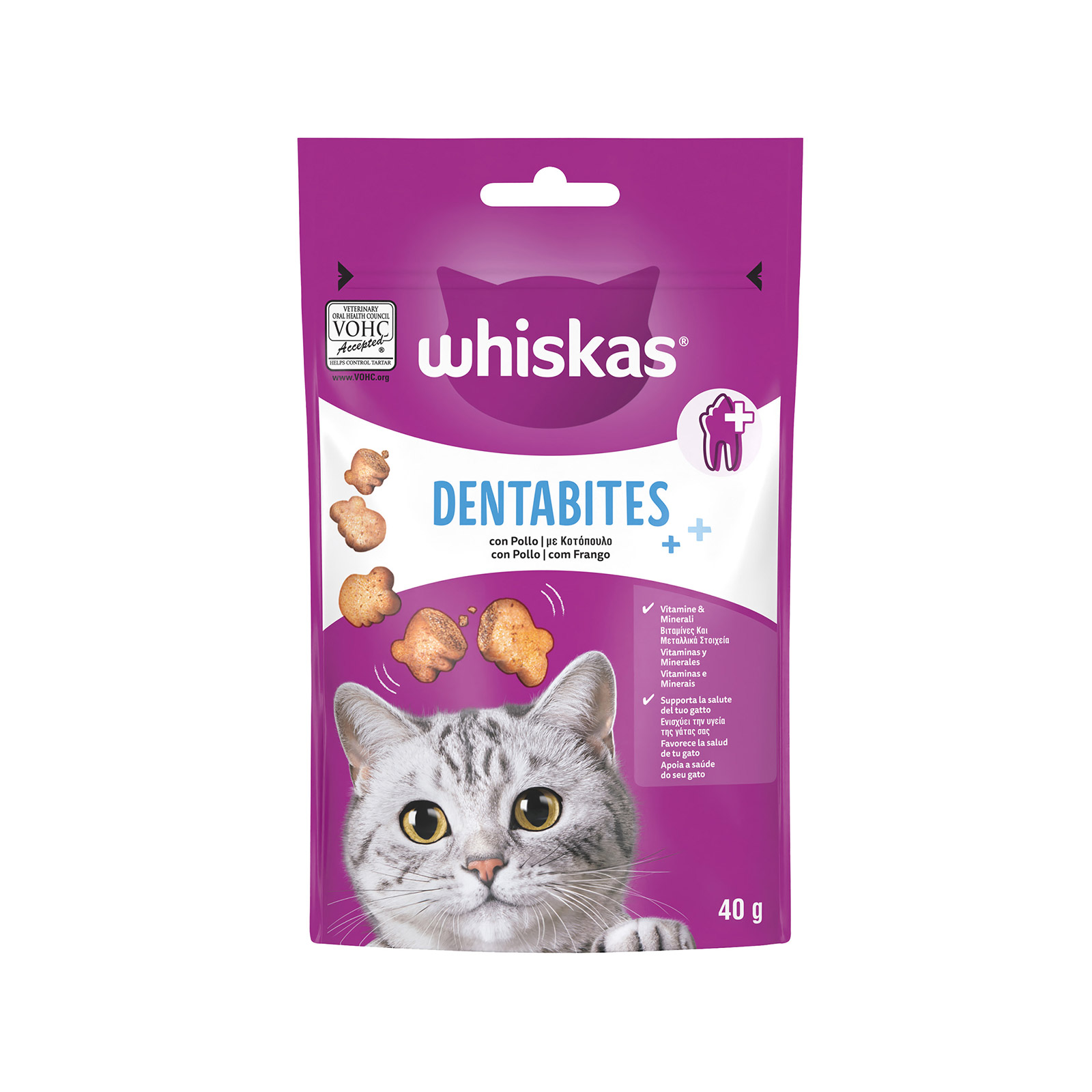 Whiskas Dentabites τροφή γάτας με κοτόπουλο 40g εικόνα 1
