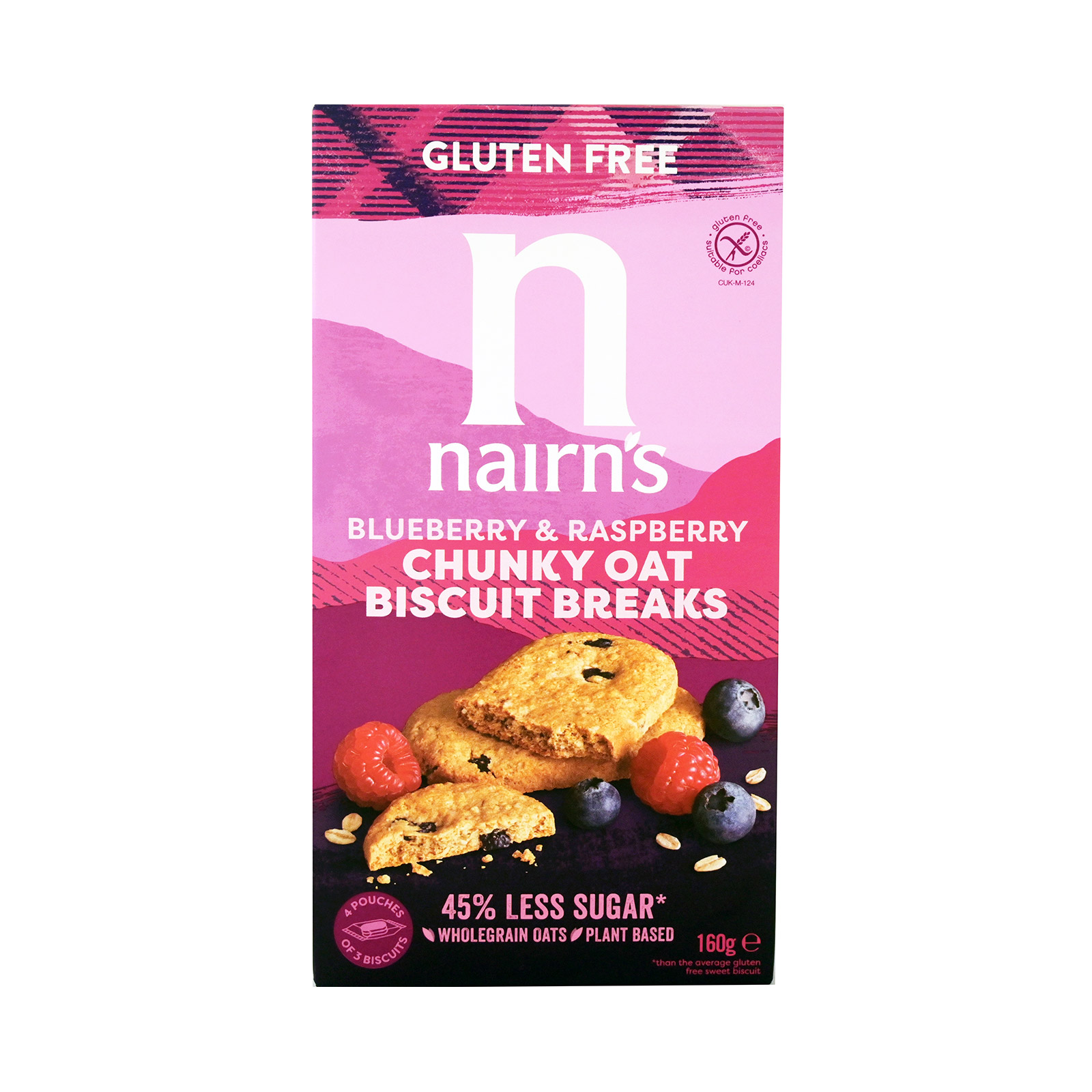 Nairn's 45% Less Sugar / Biscuit Breaks Chunky oatmeal cookies Oats, Blueberry & Raspberry 160g image 1