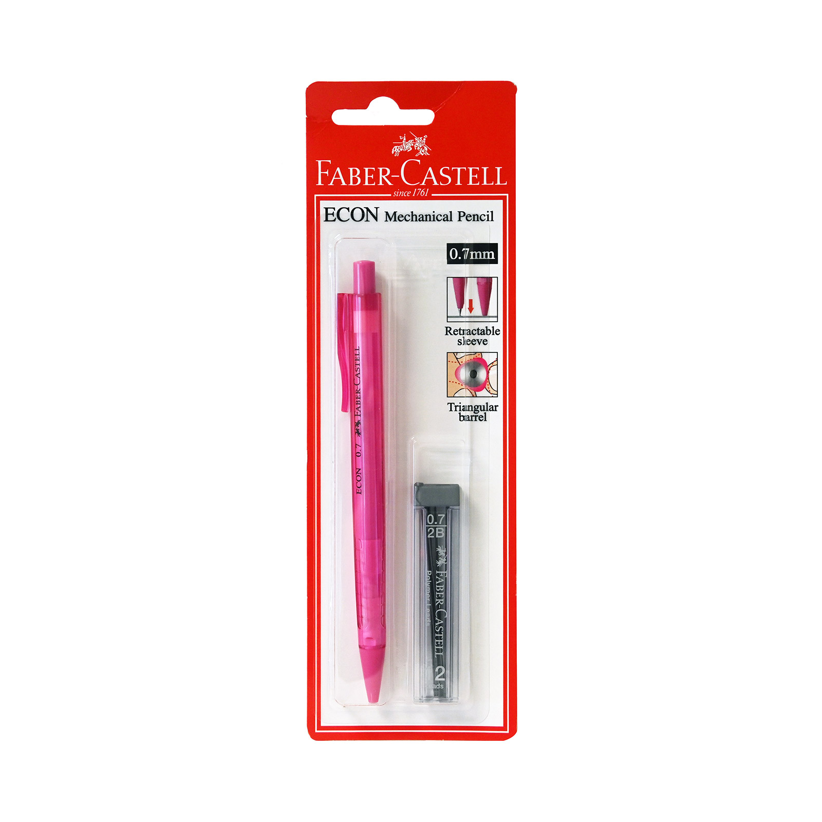 Faber Castell Econ μολύβι μηχανικό + 12 μύτες 0,7mm ροζ εικόνα 1