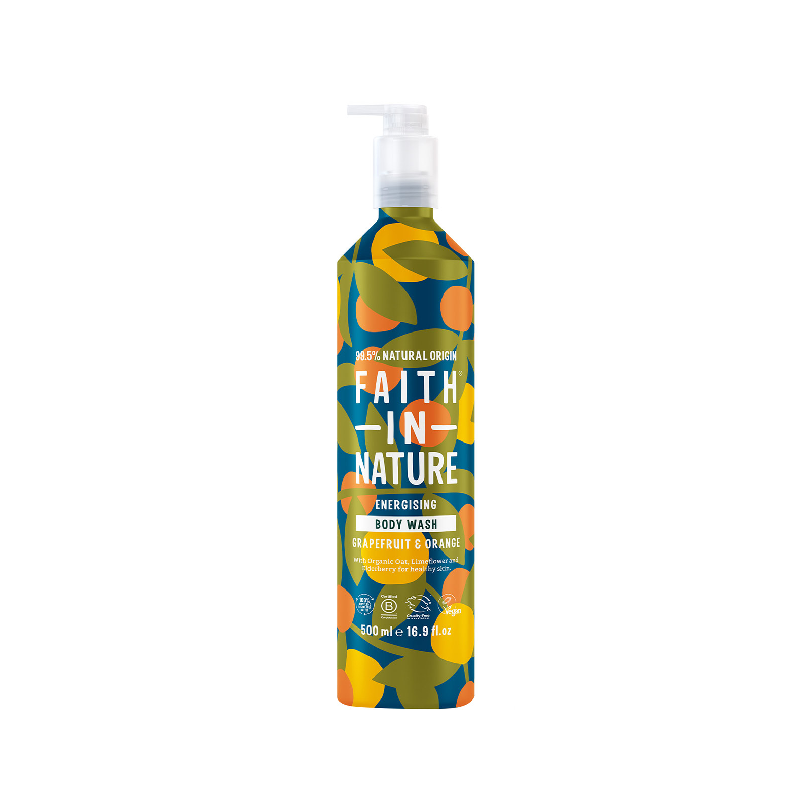 Faith in Nature Energising body wash grapefruit & orange 500ml image 1