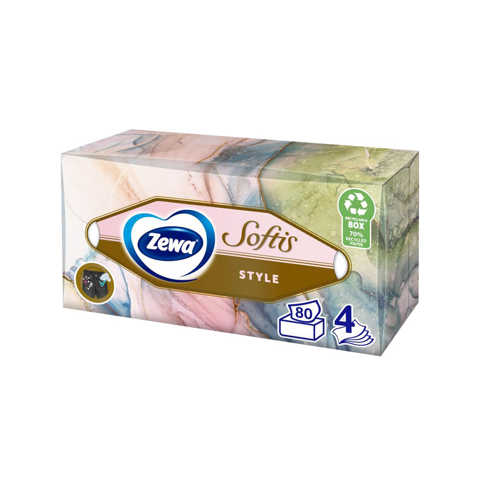 Zewa Softis tissues box pink 80 sheets 193g image 1