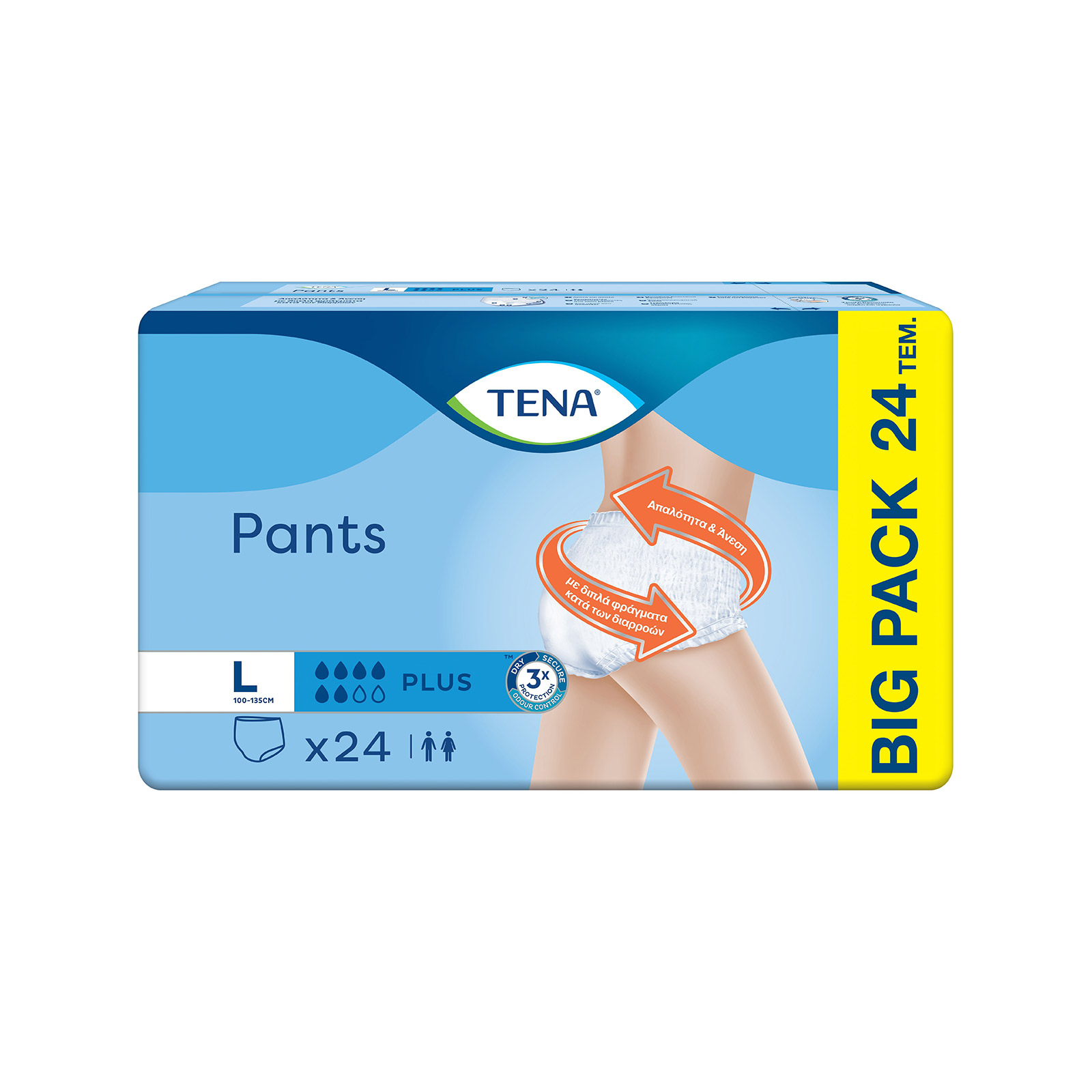 Tena Plus πάνες ακράτειας large/περιφέρεια 100- 135cm 24τεμ εικόνα 1