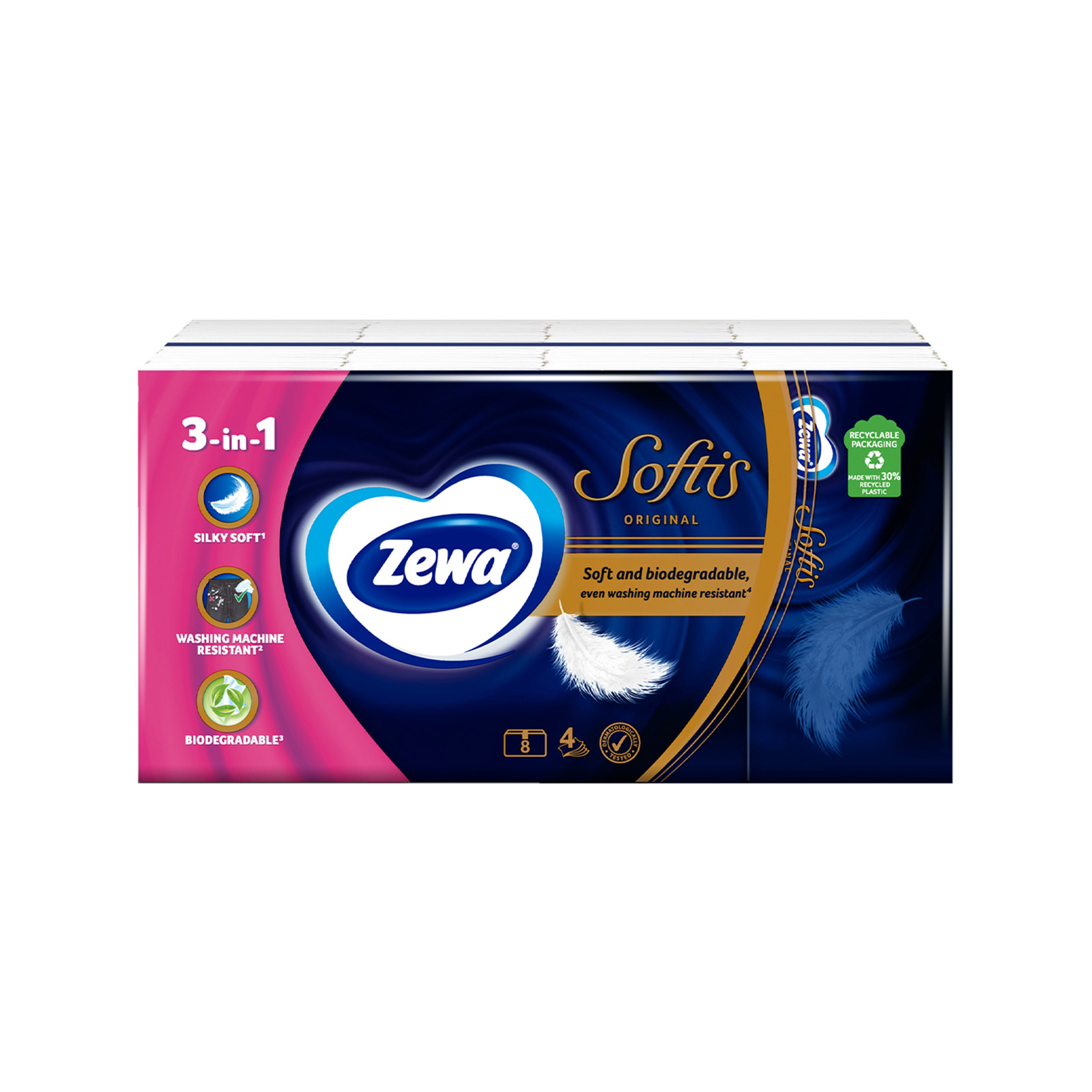 Zewa Softis χαρτομαντηλα τσέπης original 8τεμ εικόνα 1