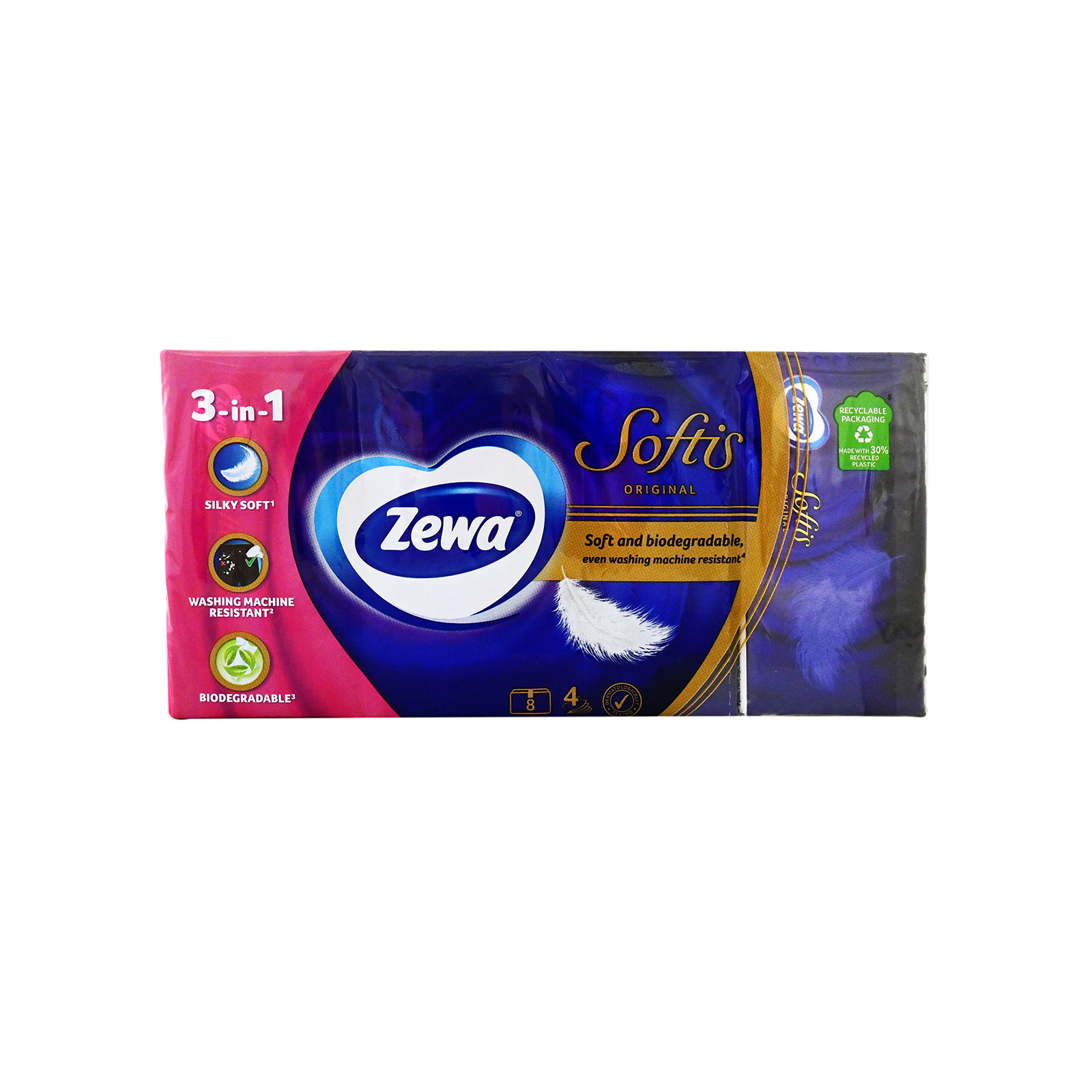 Zewa Softis χαρτομαντηλα τσέπης original 8τεμ εικόνα 1