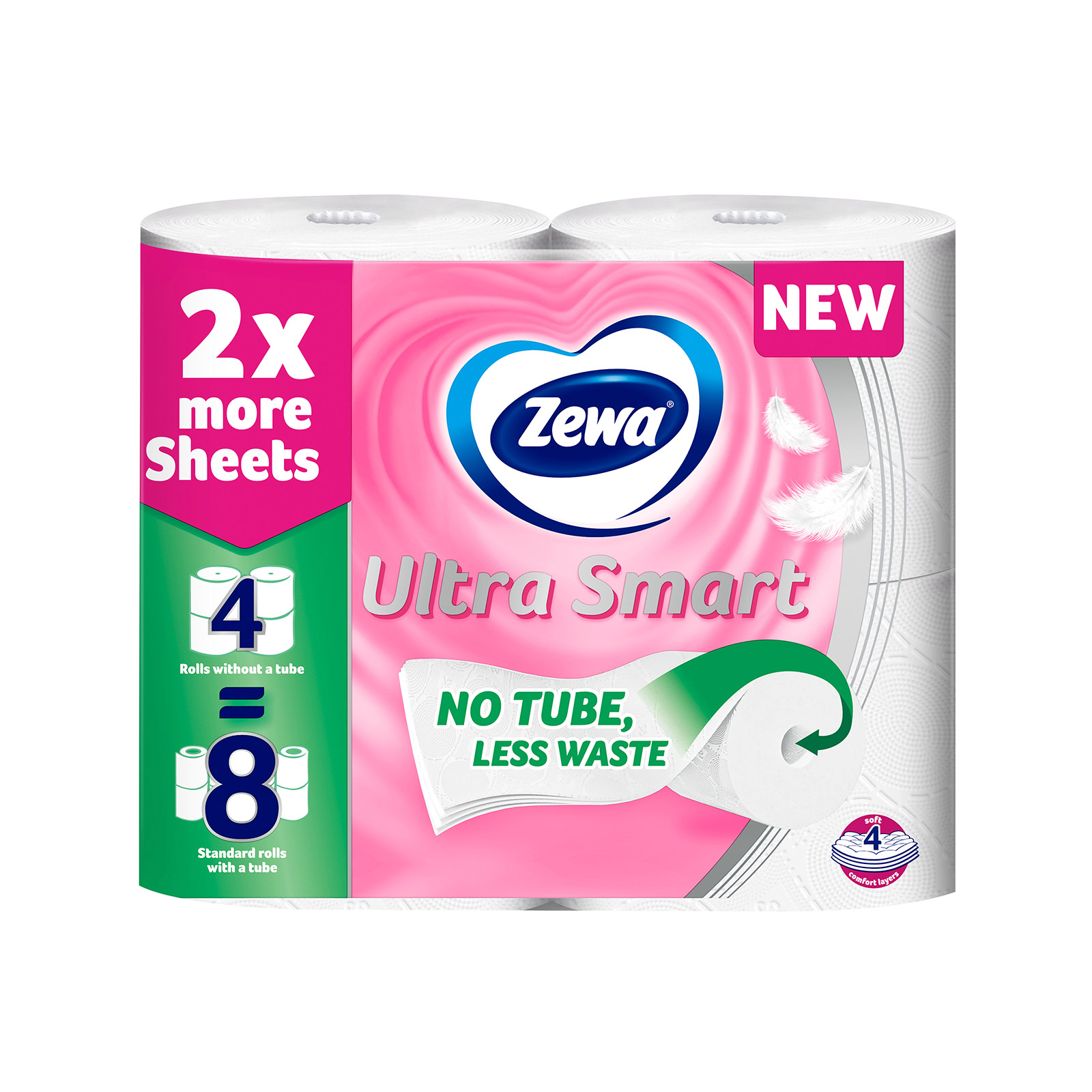 Zewa Ultra Smart ρολό χαρτί υγείας 4 τεμαχίων 852g εικόνα 1