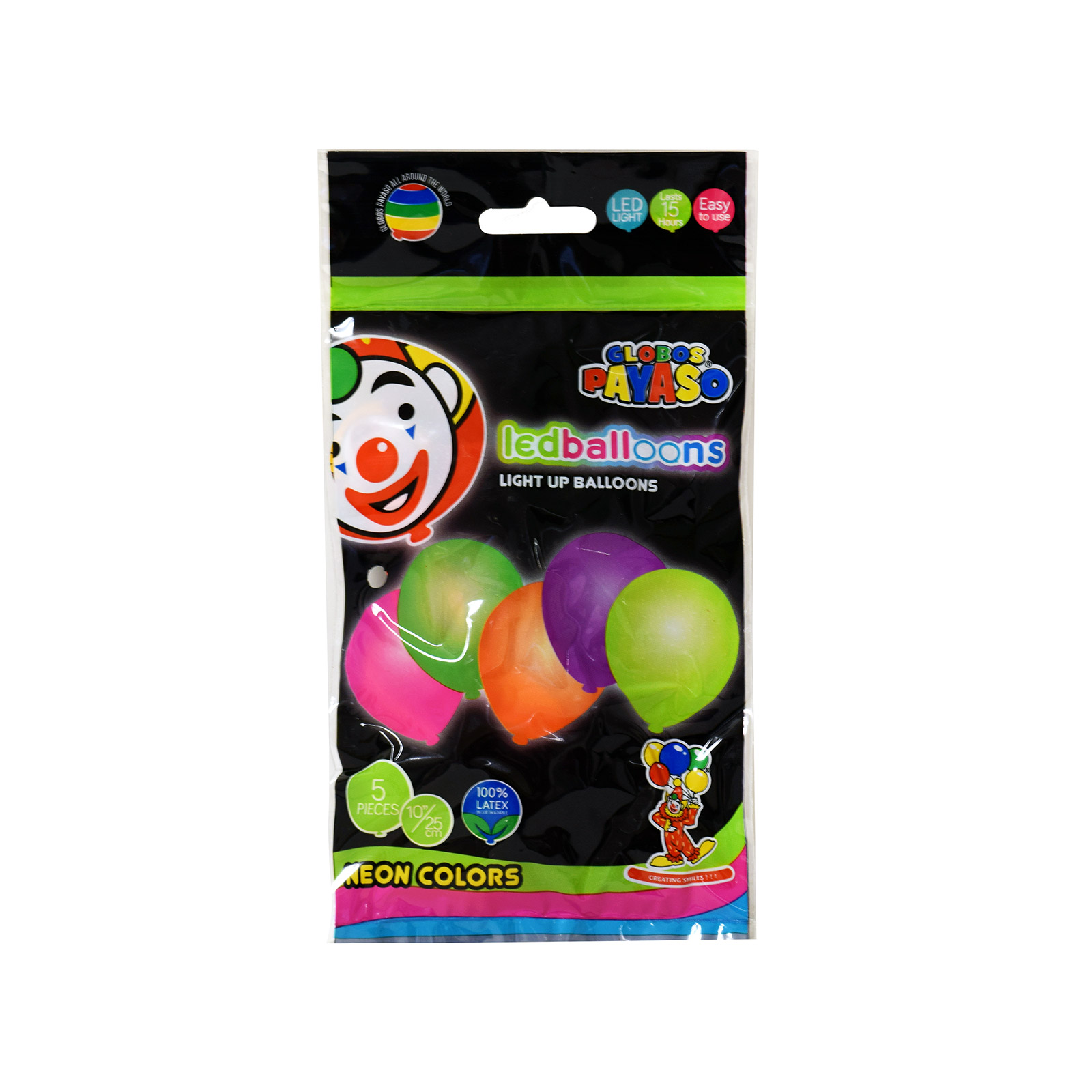 Globos Payaso Led balloons μπαλόνια φωτιζόμενα χρώματα νέον 5τεμ εικόνα 1