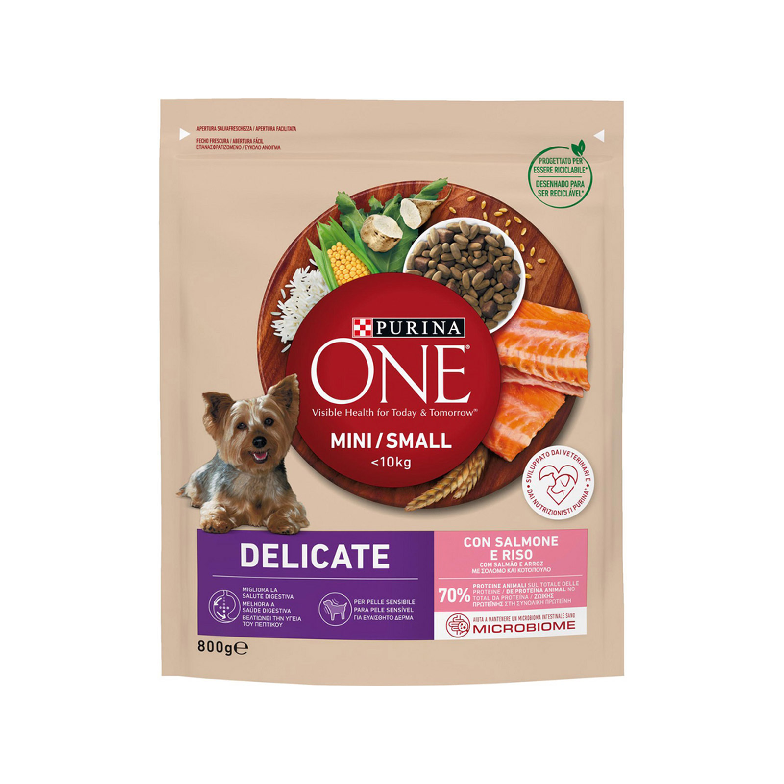 Purina One mini delicate ξηρά τροφή σκύλου με σολομό & ρύζι 800g εικόνα 1