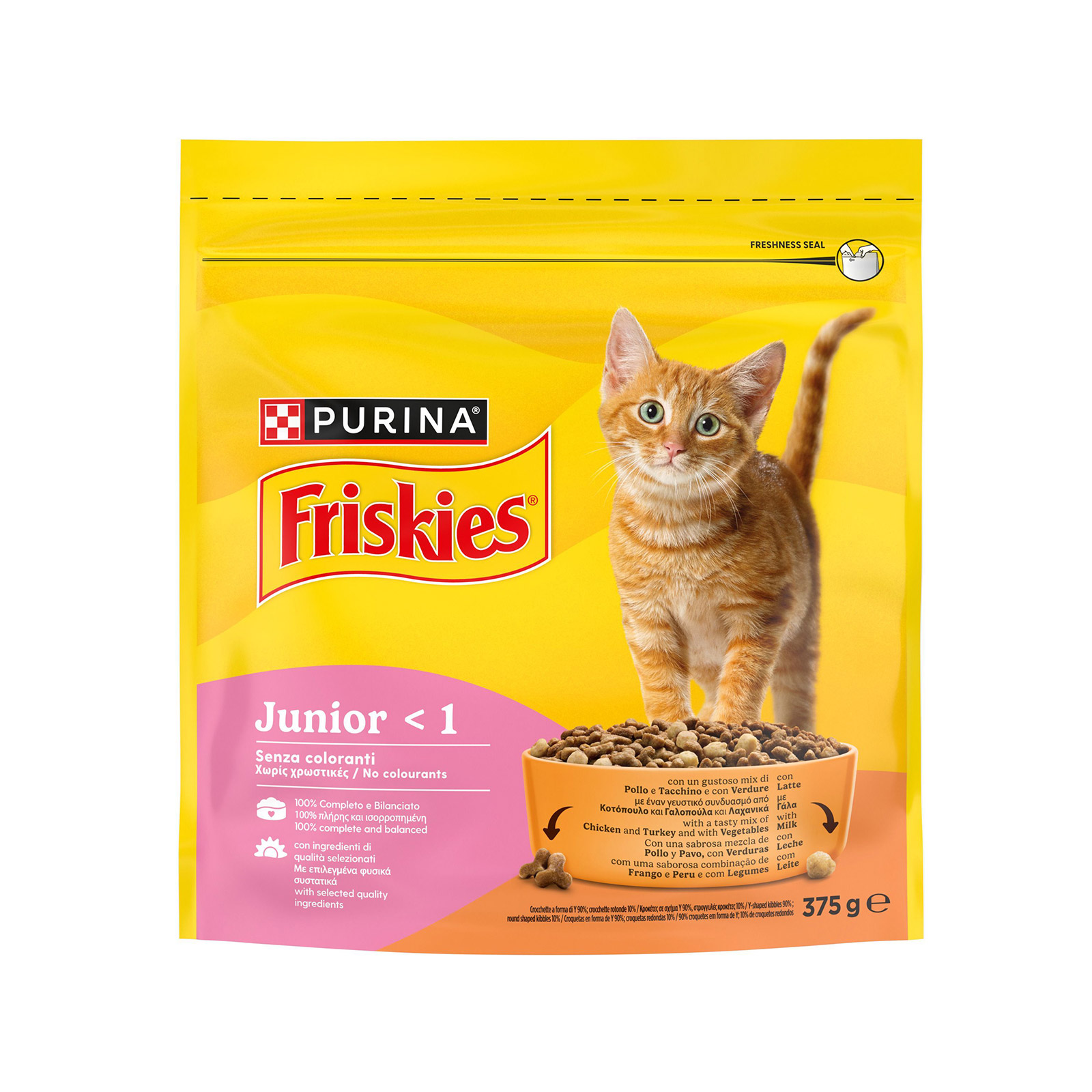 Friskies Junior ξηρά τροφή γάτας με κοτόπουλο & γάλα 375g εικόνα 1