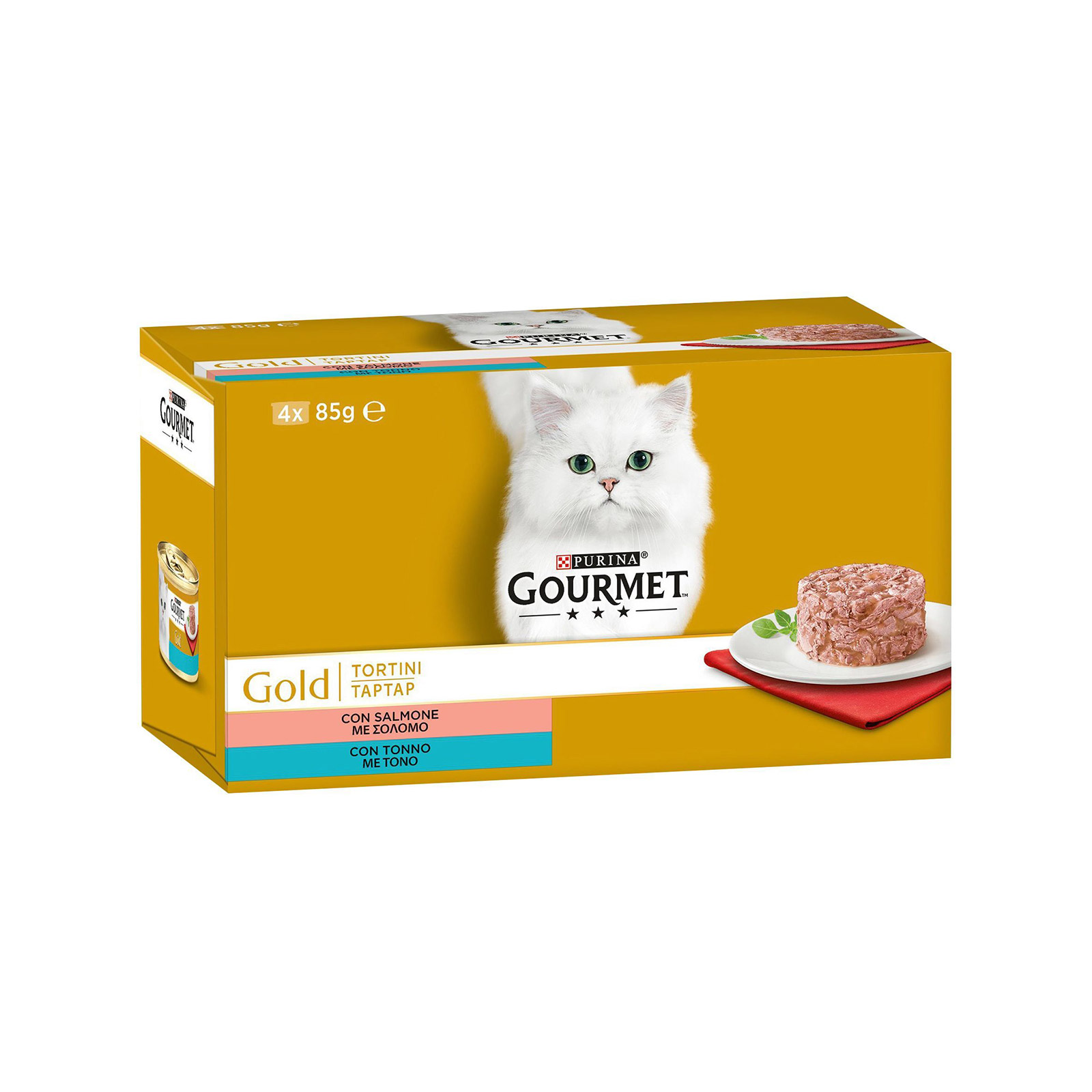 Gourmet Gold τροφή γάτας ταρτάρ με σολομό & τόνο 4x85g εικόνα 1