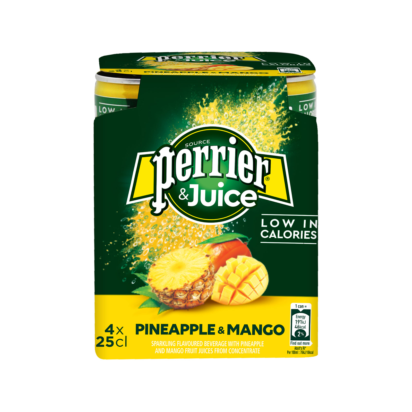 Perrier Perrier & Juice sparkling natural mineral water pineapple & mango 4x250ml image 1