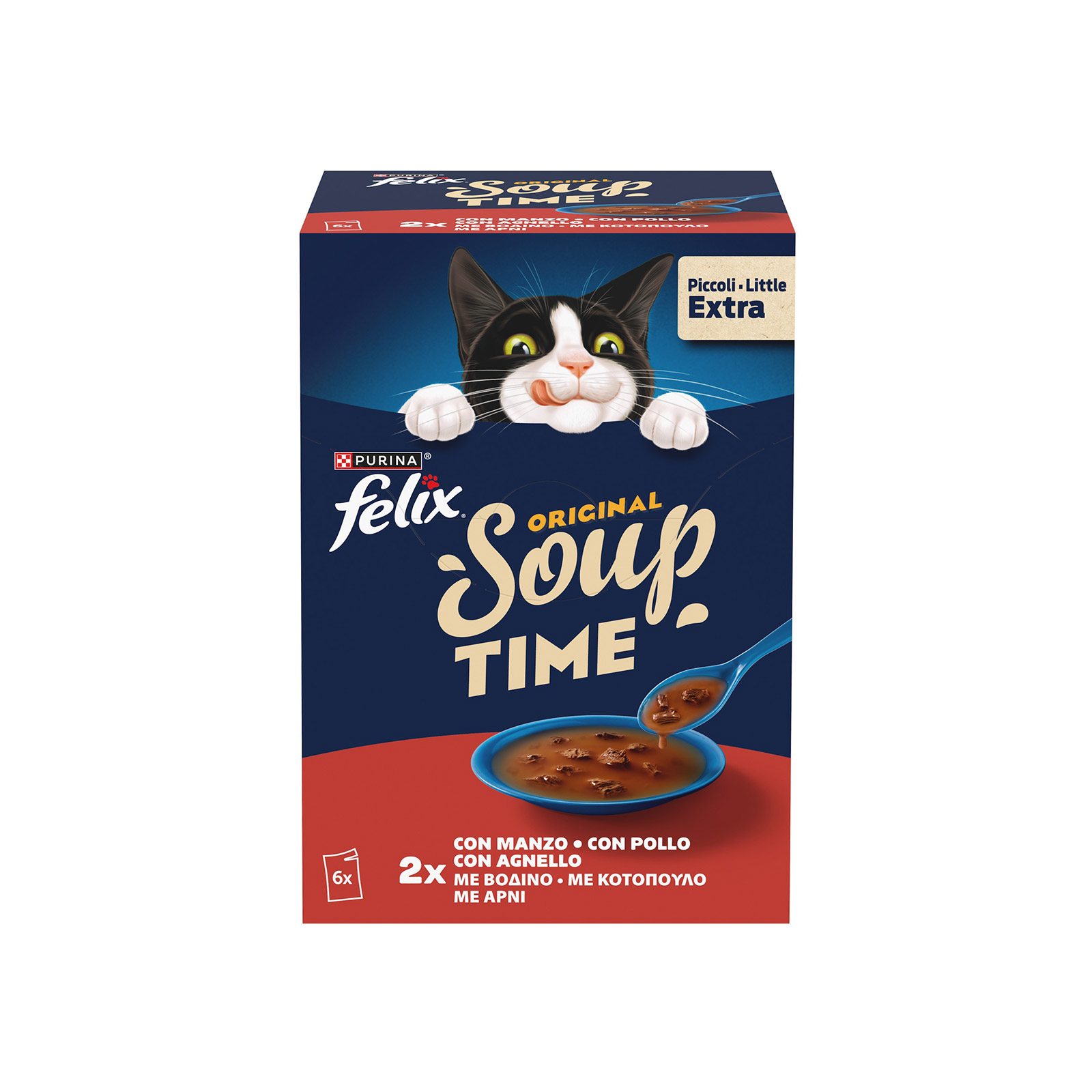 Felix Soup Original τροφή γάτας βοδινό, κοτόπουλο, αρνί 6x48g εικόνα 1