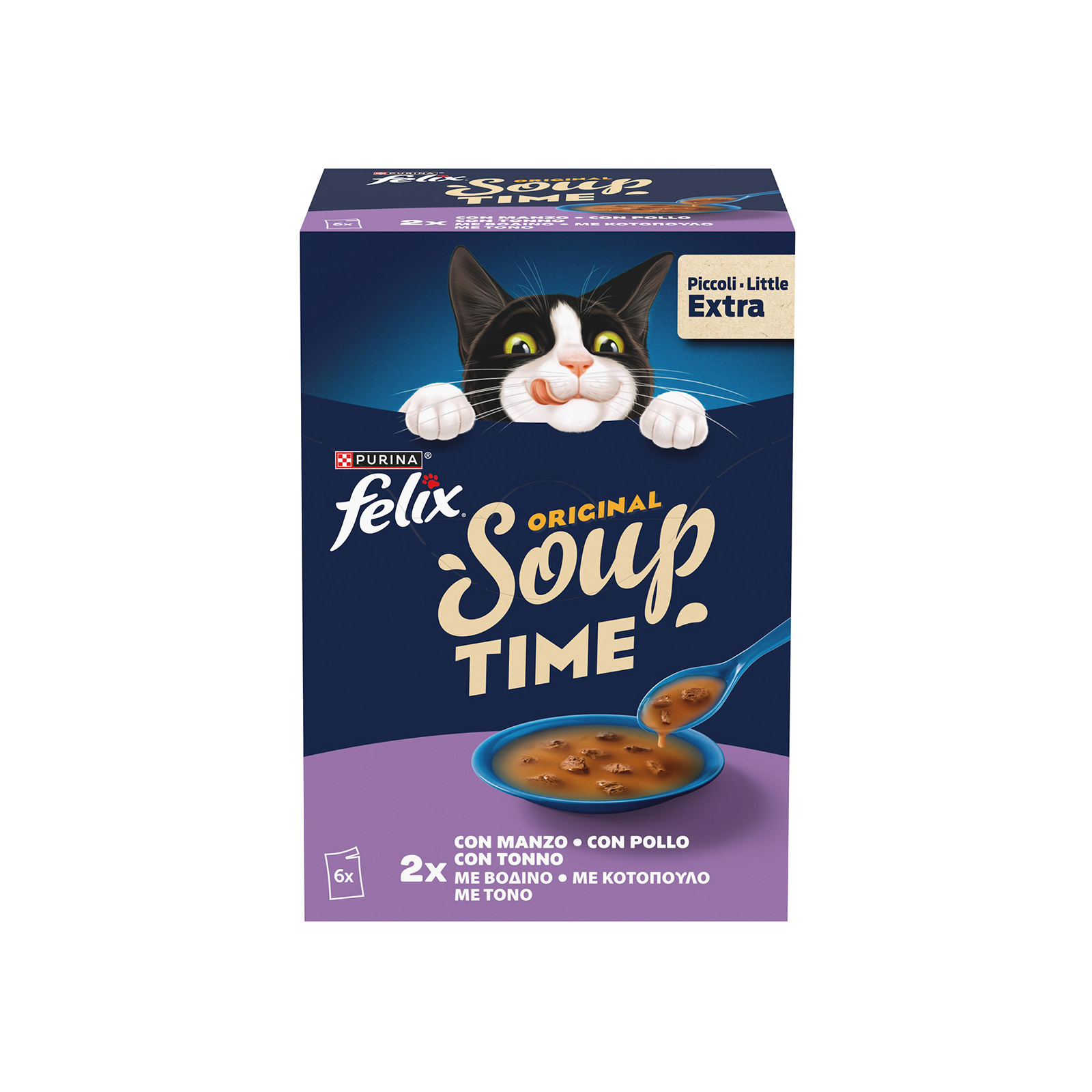 Felix Soup Original τροφή γάτας βοδινό, κοτόπουλο, τόνο 6x48g εικόνα 1