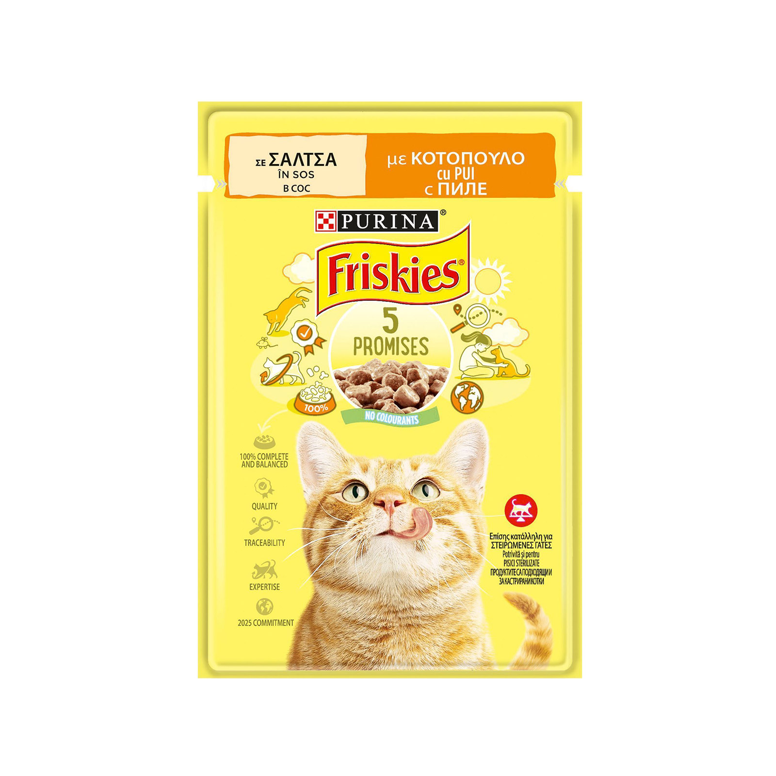 Purina Friskies τροφή γάτας με κοτόπουλο σε σάλτσα 85g εικόνα 1