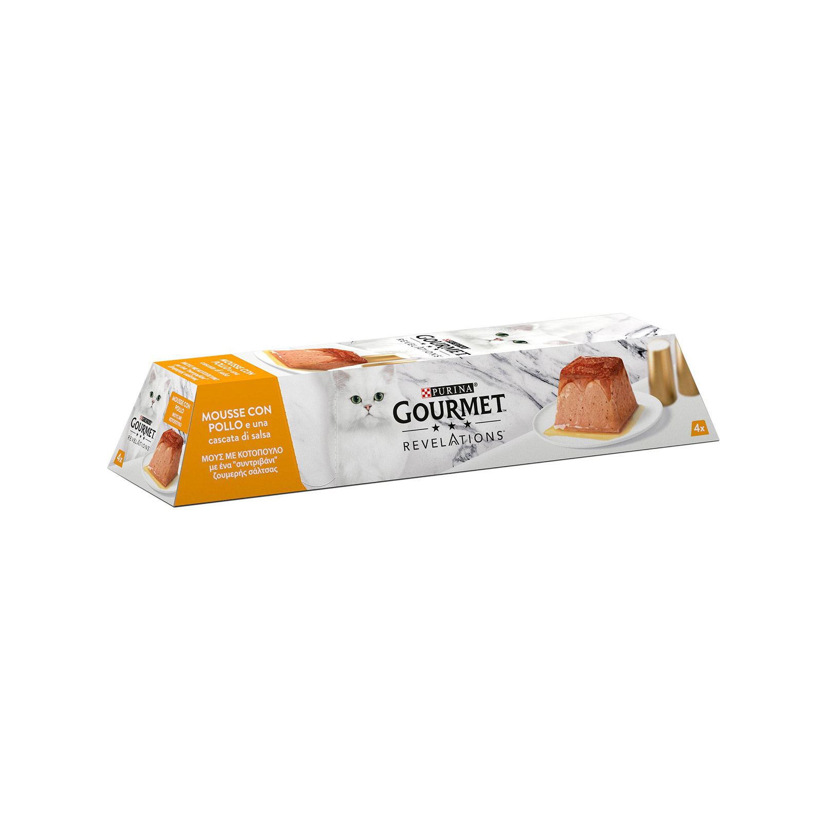 Purina Gourmet revelation τροφή γάτας μους με κοτόπουλο & συντριβάνι ζουμερής σάλτσας 4x57g εικόνα 1