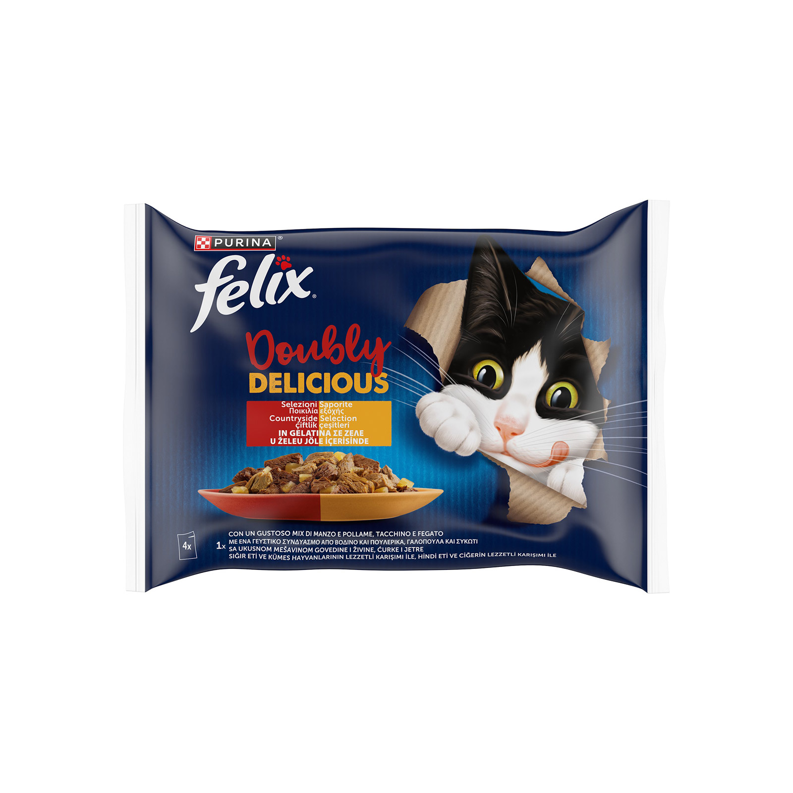 Felix Doubly Delicious τροφή γάτας ποικιλία εξοχής σε ζελέ 4x85g εικόνα 1