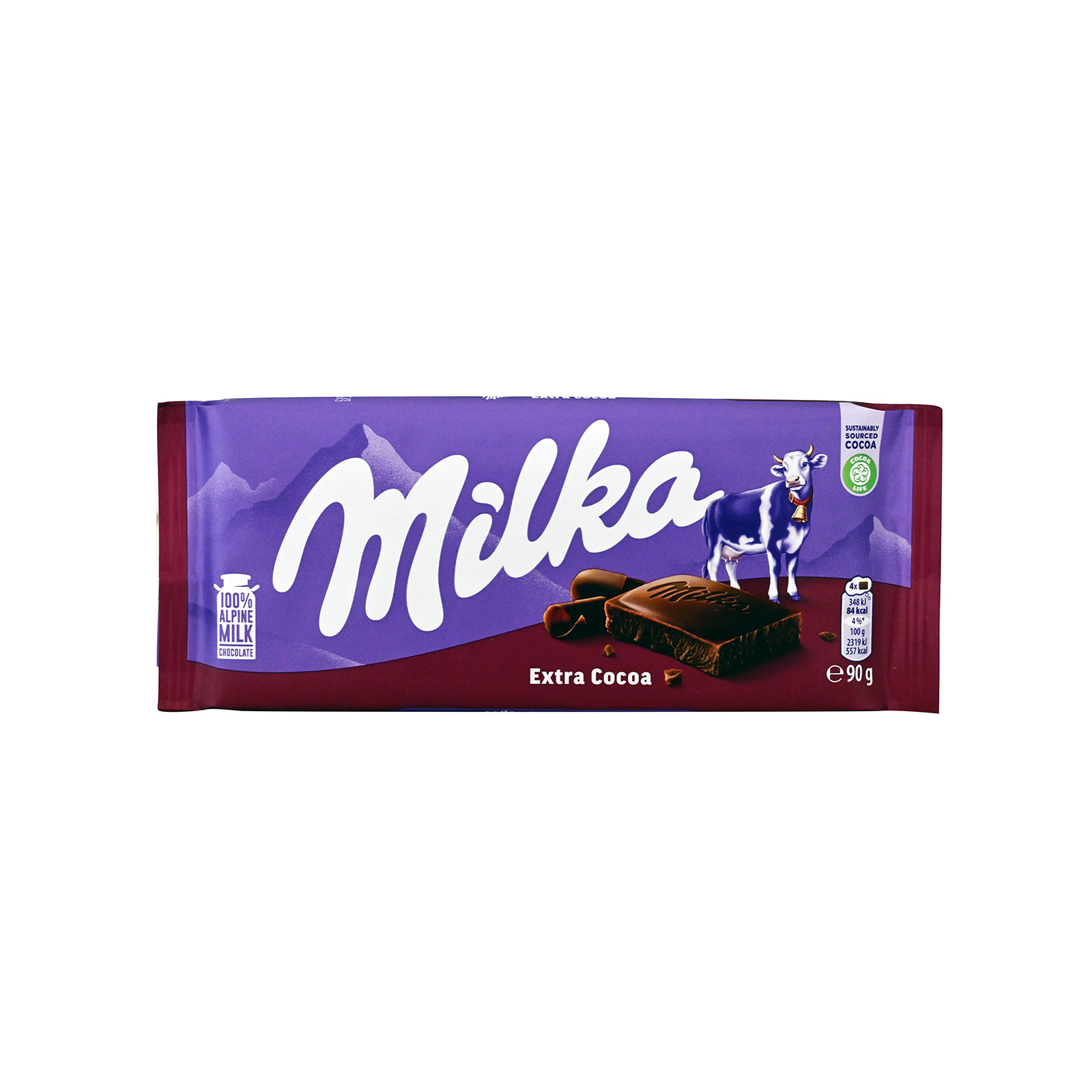 Milka σοκολάτα γάλακτος extra cocoa 90g εικόνα 1