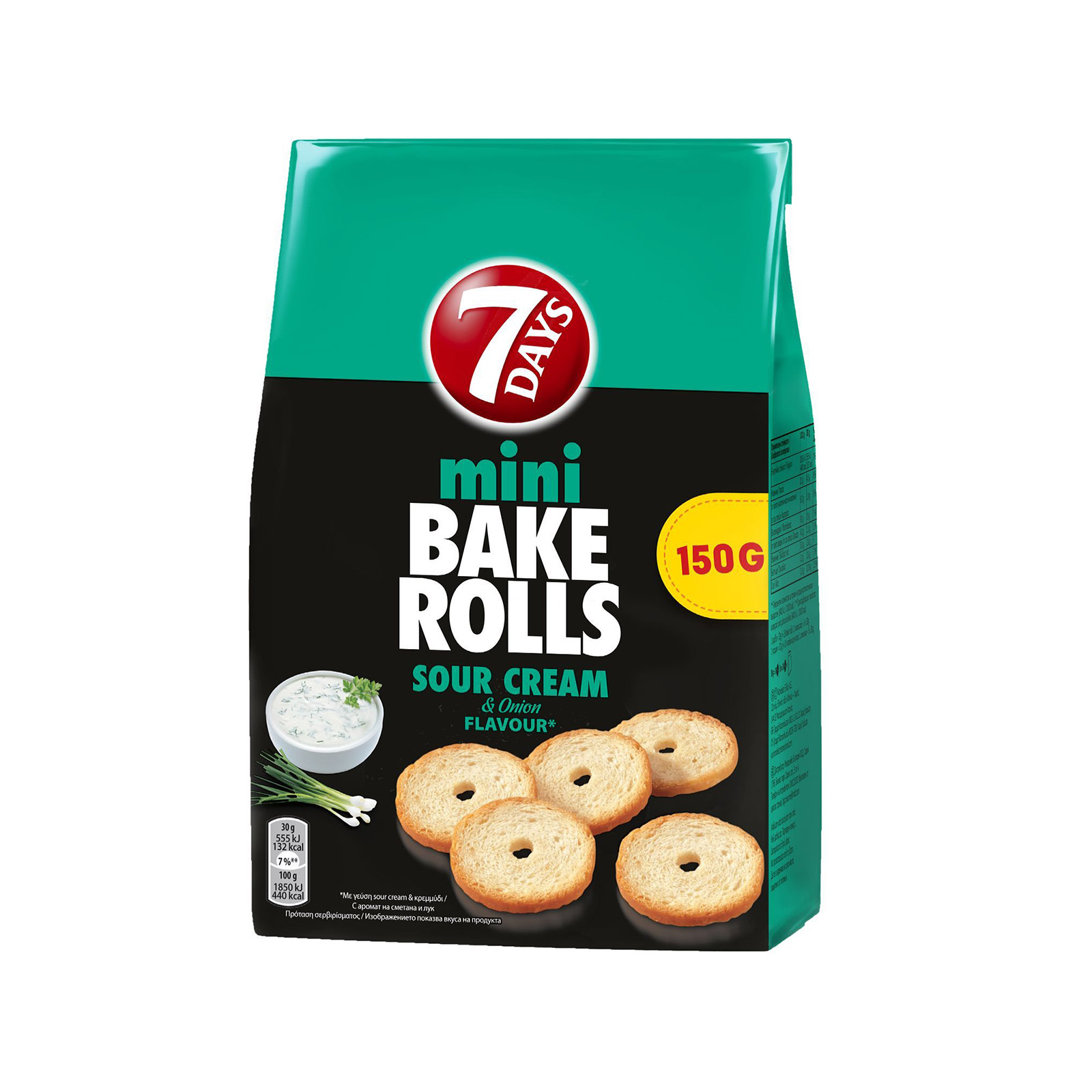 Bake rolls Mini αρτοσκευάσματα sour cream & onion 150g εικόνα 1