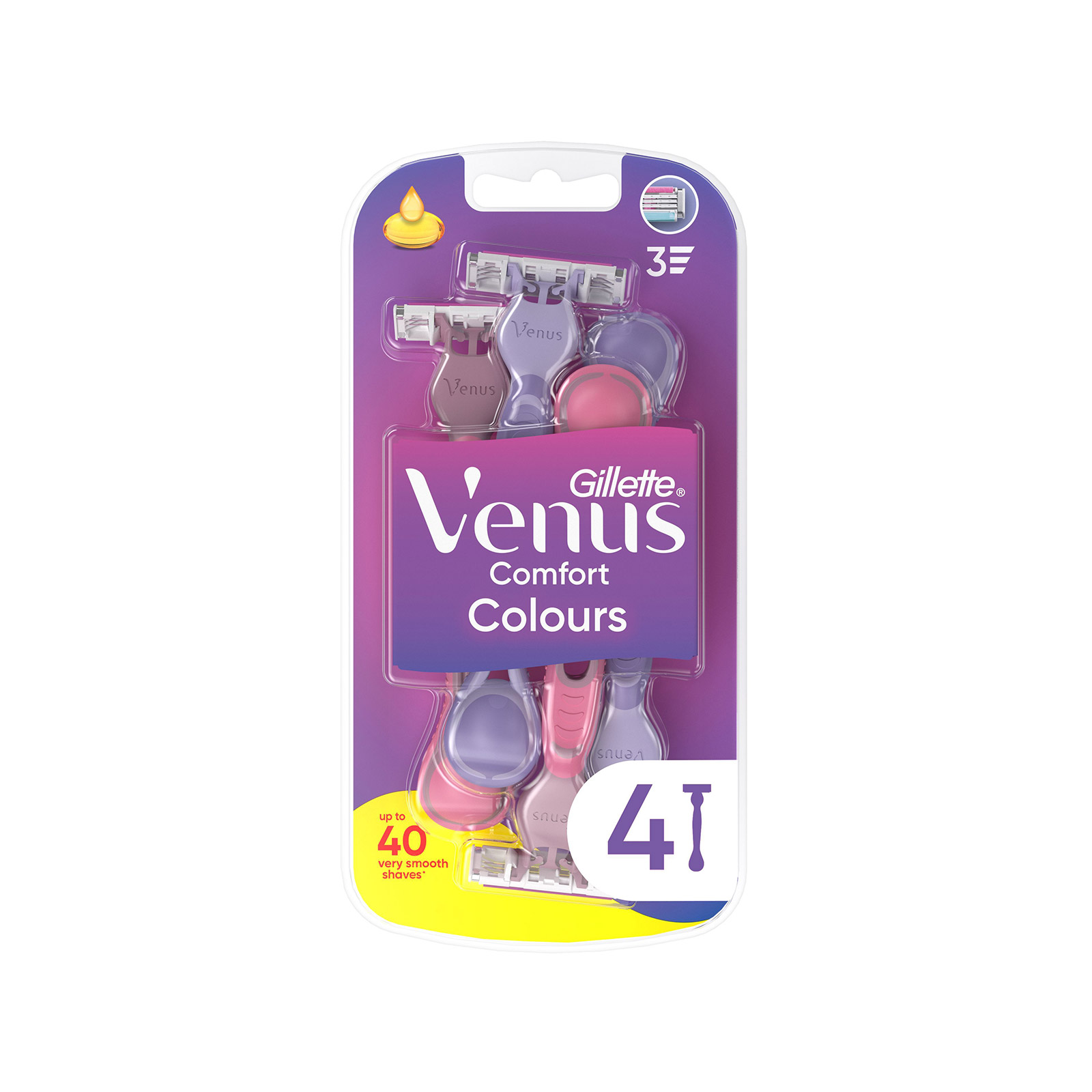Gillette Venus 3 ξυραφάκια γυναικεία colors γυναικεία 4τεμ εικόνα 1