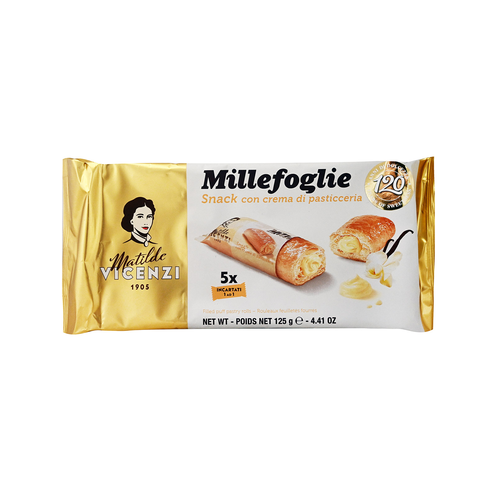 Matilde Vicenzi Millefoglie μπισκότα σφολιατίνες με κρέμα ζαχαροπλαστικής 125g εικόνα 1