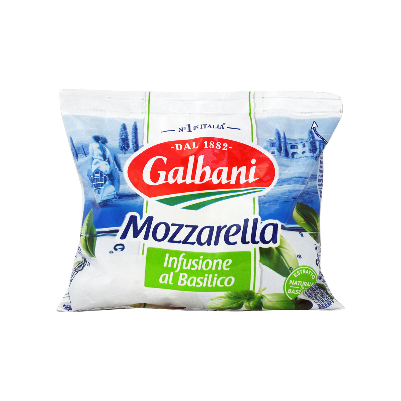 Galbani τυρί μοτσαρέλα με βασιλικό 225g (στραγγισμένο βάρος 125g) εικόνα 1